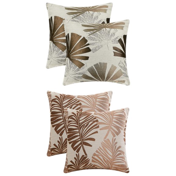 Unique Bargains 4 Pcs Leaves Pattern Throw Pillow Covers 18" x 18" Brown