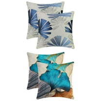 Unique Bargains 4 Pcs Leaves Pattern Throw Pillow Covers Blue/Flower-1