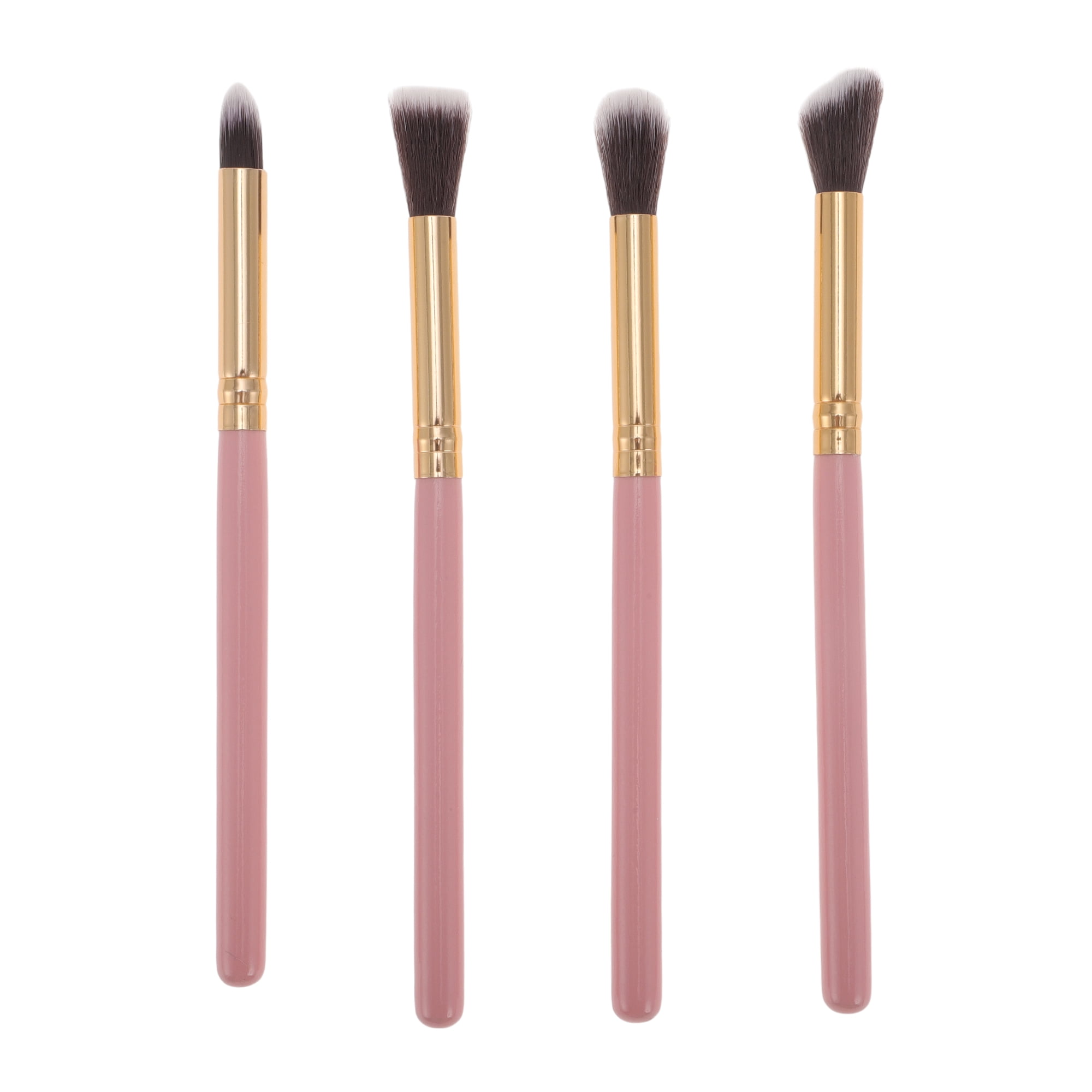 Unique Bargains 4 Pcs Lightweight Eye Brushes Set for Travel Pink, Gold Tone
