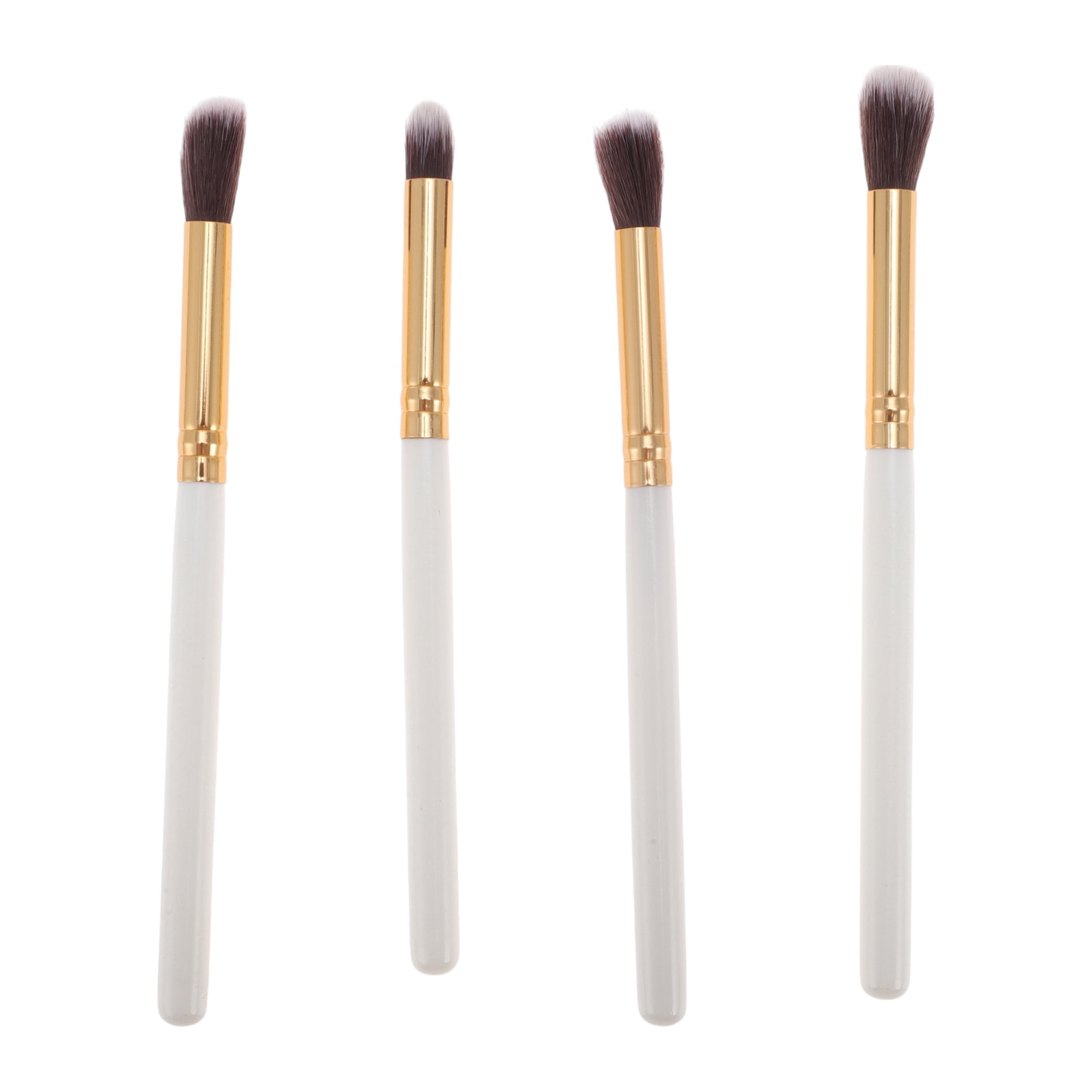 Unique Bargains 4 Pcs Lightweight Eye Brushes Set for Travel White, Gold Tone