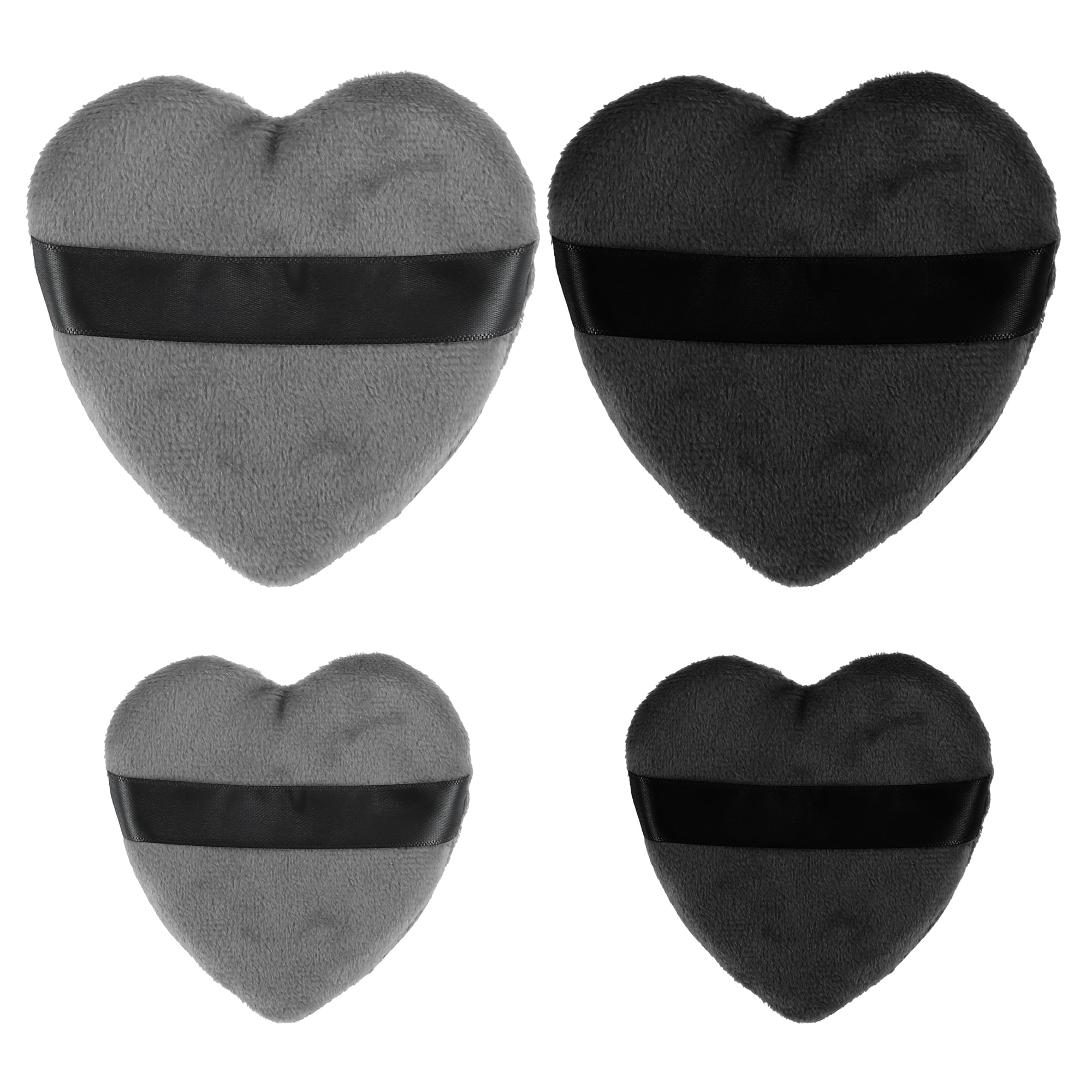 Unique Bargains 4 Pcs Loose Puff Face Soft Heart Shape Puff Makeup Tool Black Gray