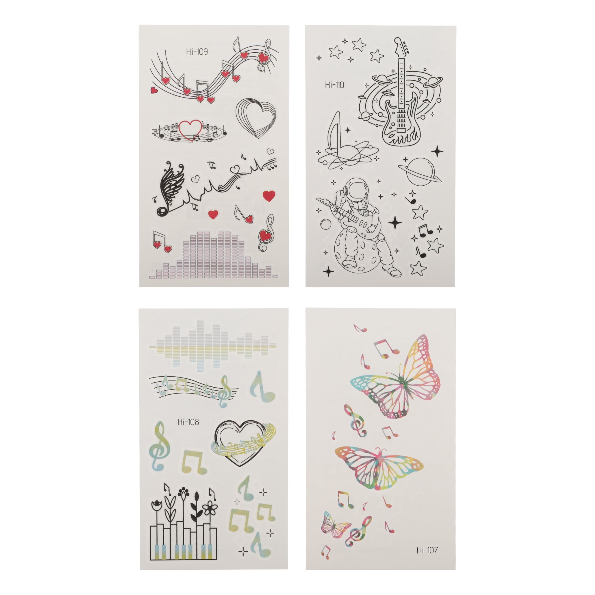 Unique Bargains 4 Pcs Luminous Fake Tattoos Musical Note Pattern ...