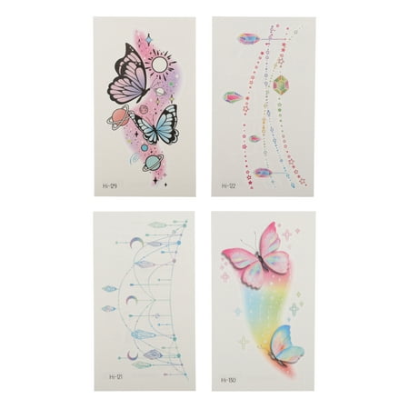 Unique Bargains 4 Pcs Luminous Waterproof Fake Tattoos Temporary Tatto for Adult Fluorescent Blue