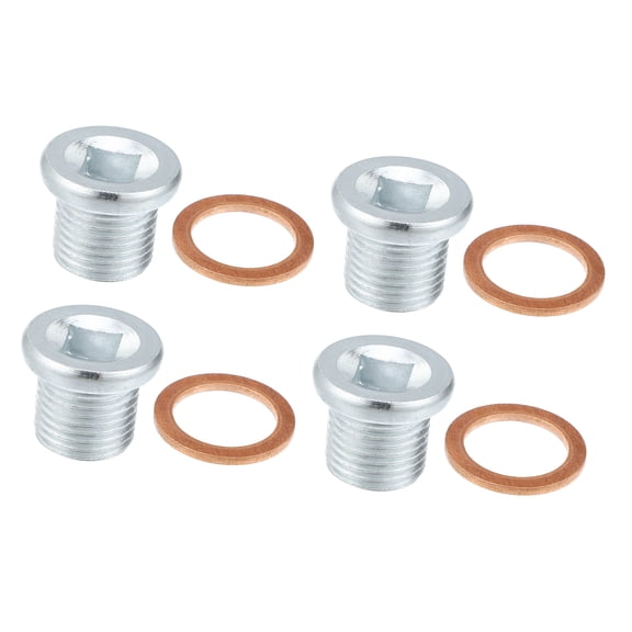 Unique Bargains 4 Pcs M16x1.5 Steel Engine Oil Drain Plug Screw with Seal Ring for Volvo 260 for Peugeot 307 Silver Tone