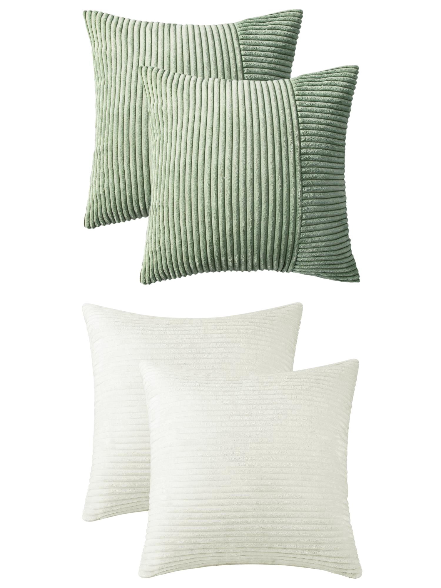 Unique Bargains 4 Pcs Modern Couch Sofa Home Pillow Covers 18" x 18" Beige/Green