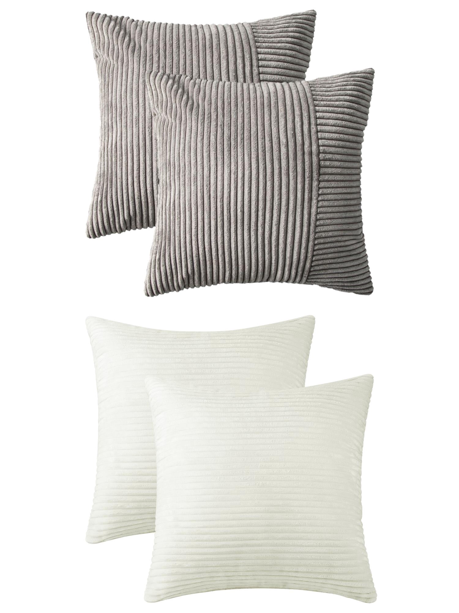 Unique Bargains 4 Pcs Modern Couch Sofa Home Pillow Covers 18" x 18" Beige/Grey