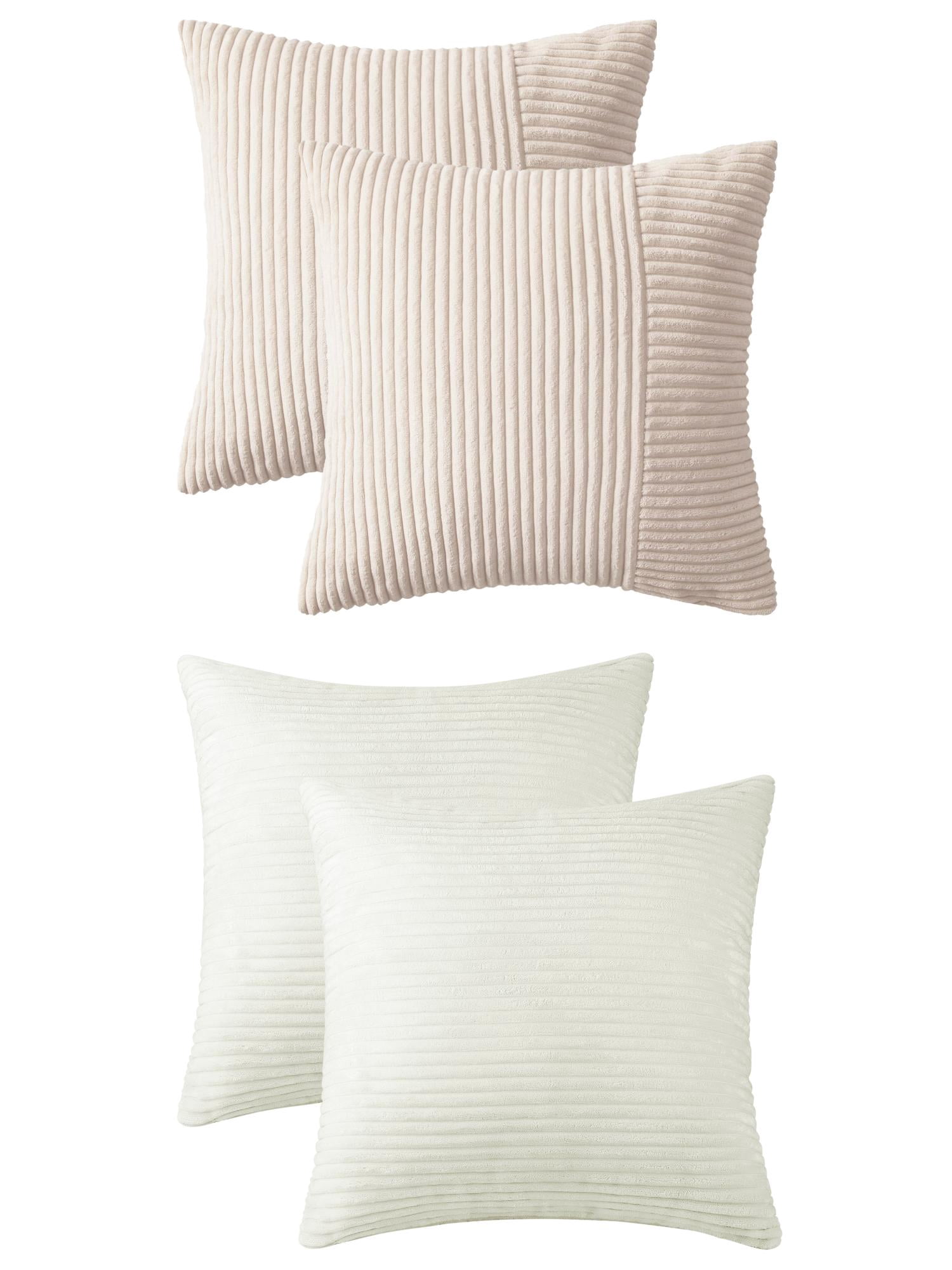 Unique Bargains 4 Pcs Modern Couch Sofa Home Pillow Covers 18" x 18" Beige/White
