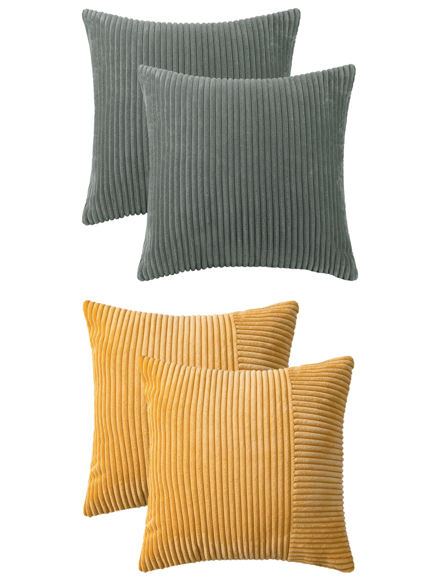 Unique Bargains 4 Pcs Modern Couch Sofa Home Pillow Covers 18" x 18" Grey/Yellow
