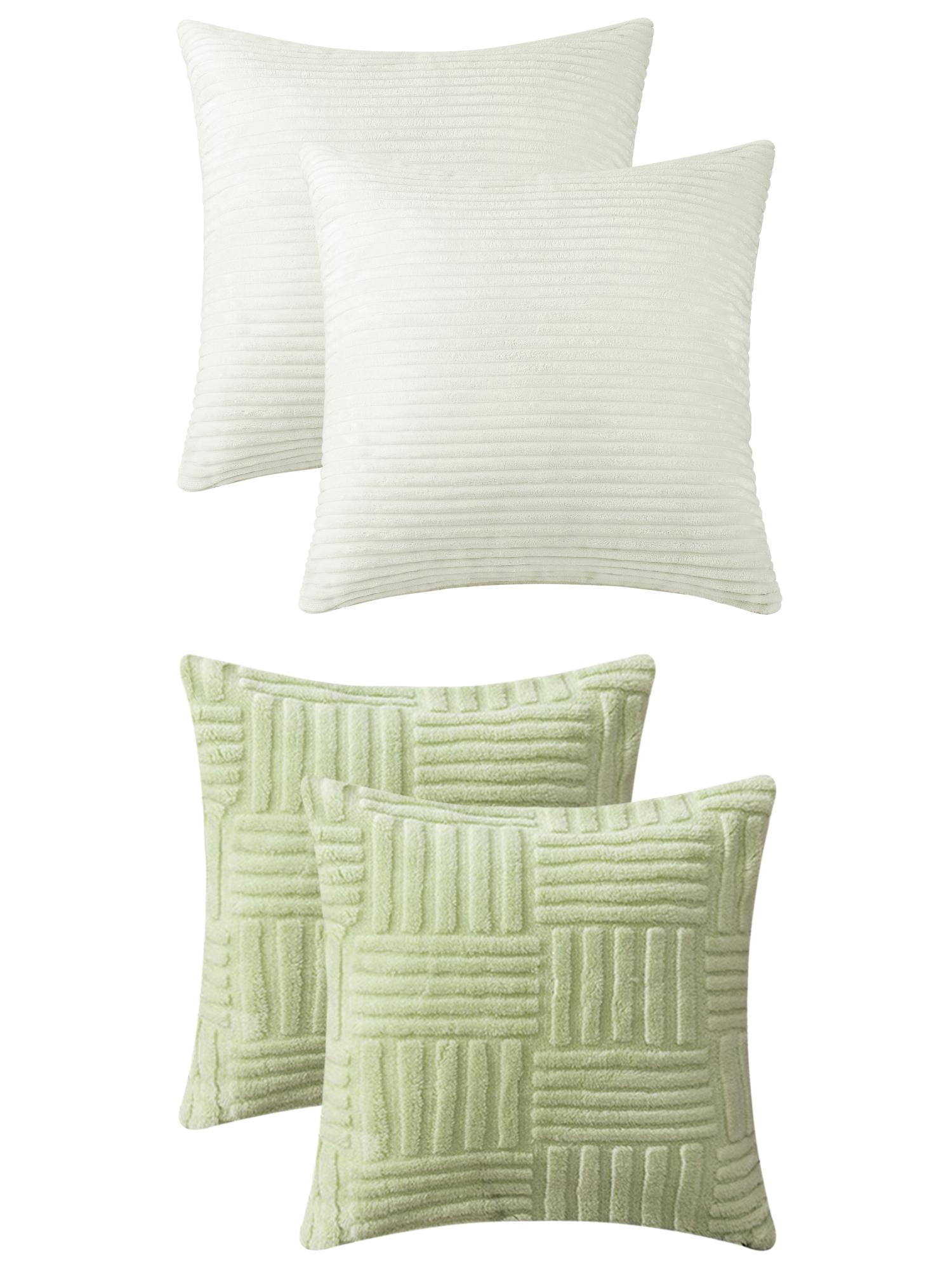 Unique Bargains 4 Pcs Modern Couch Sofa Home Throw Pillow Covers Beige/Green