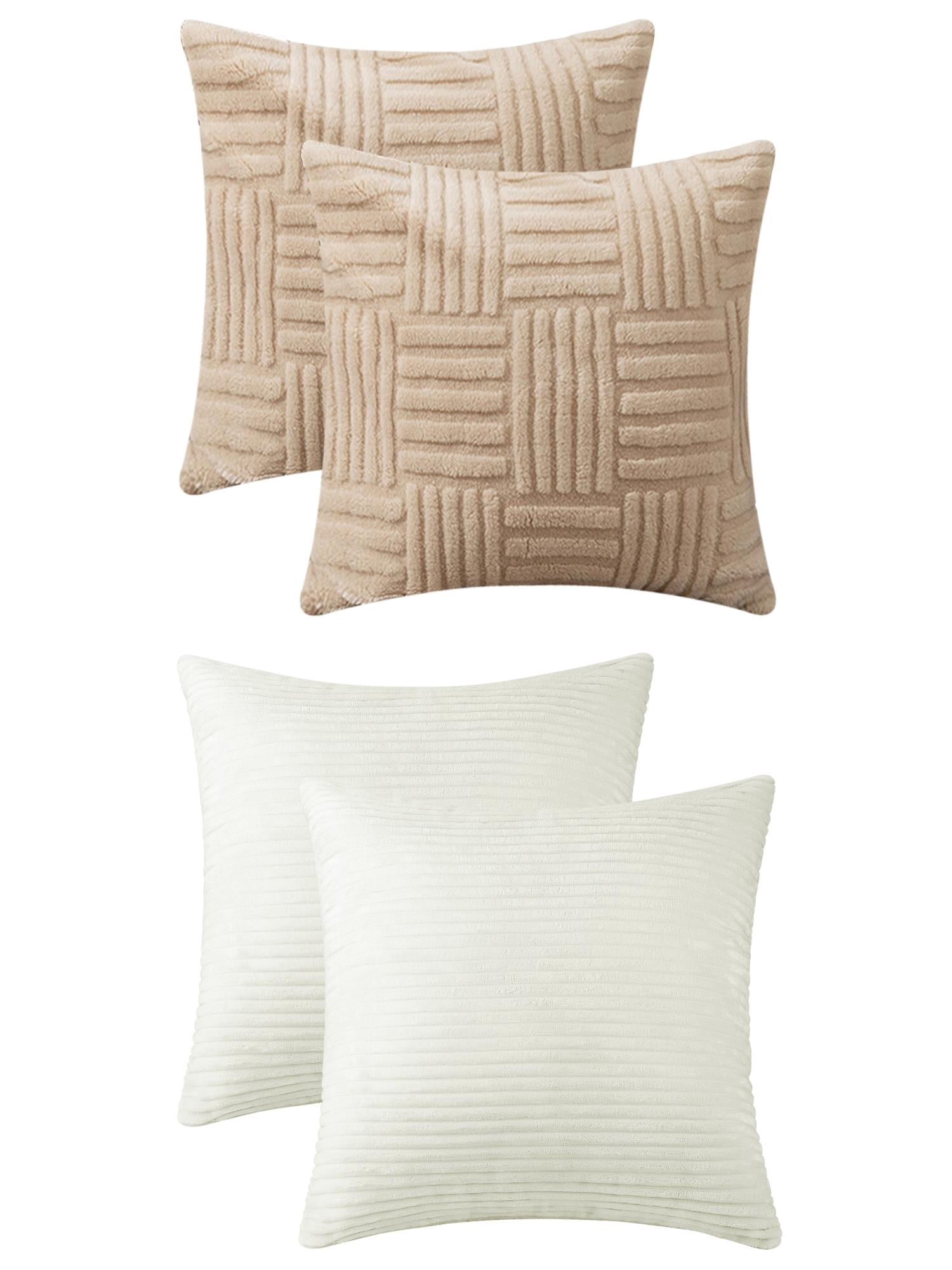 Unique Bargains 4 Pcs Modern Couch Sofa Home Throw Pillow Covers Beige/Khaki