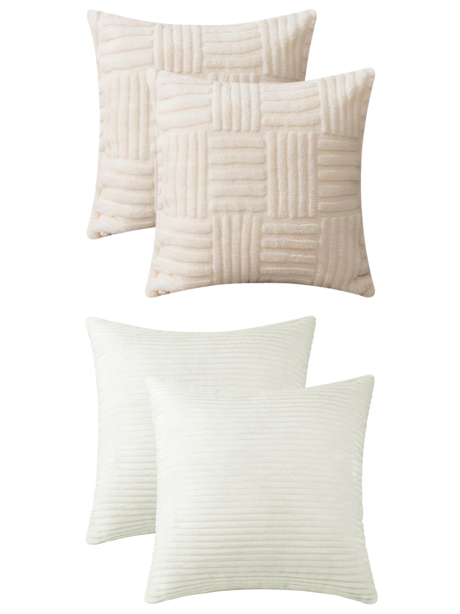 Unique Bargains 4 Pcs Modern Couch Sofa Home Throw Pillow Covers Beige
