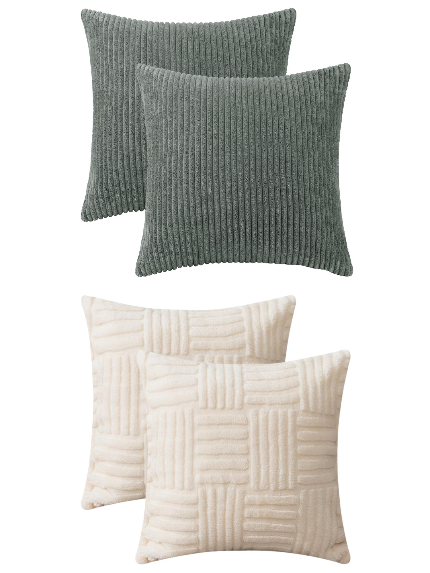 Unique Bargains 4 Pcs Modern Couch Sofa Home Throw Pillow Covers Grey/Beige