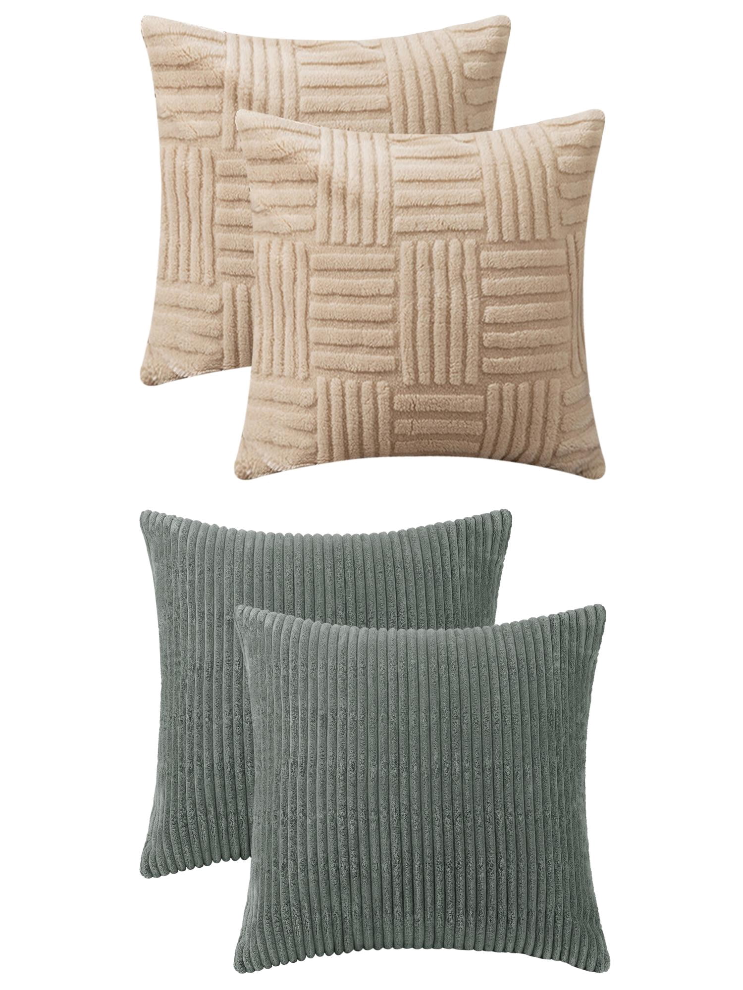 Unique Bargains 4 Pcs Modern Couch Sofa Home Throw Pillow Covers Grey/Khaki