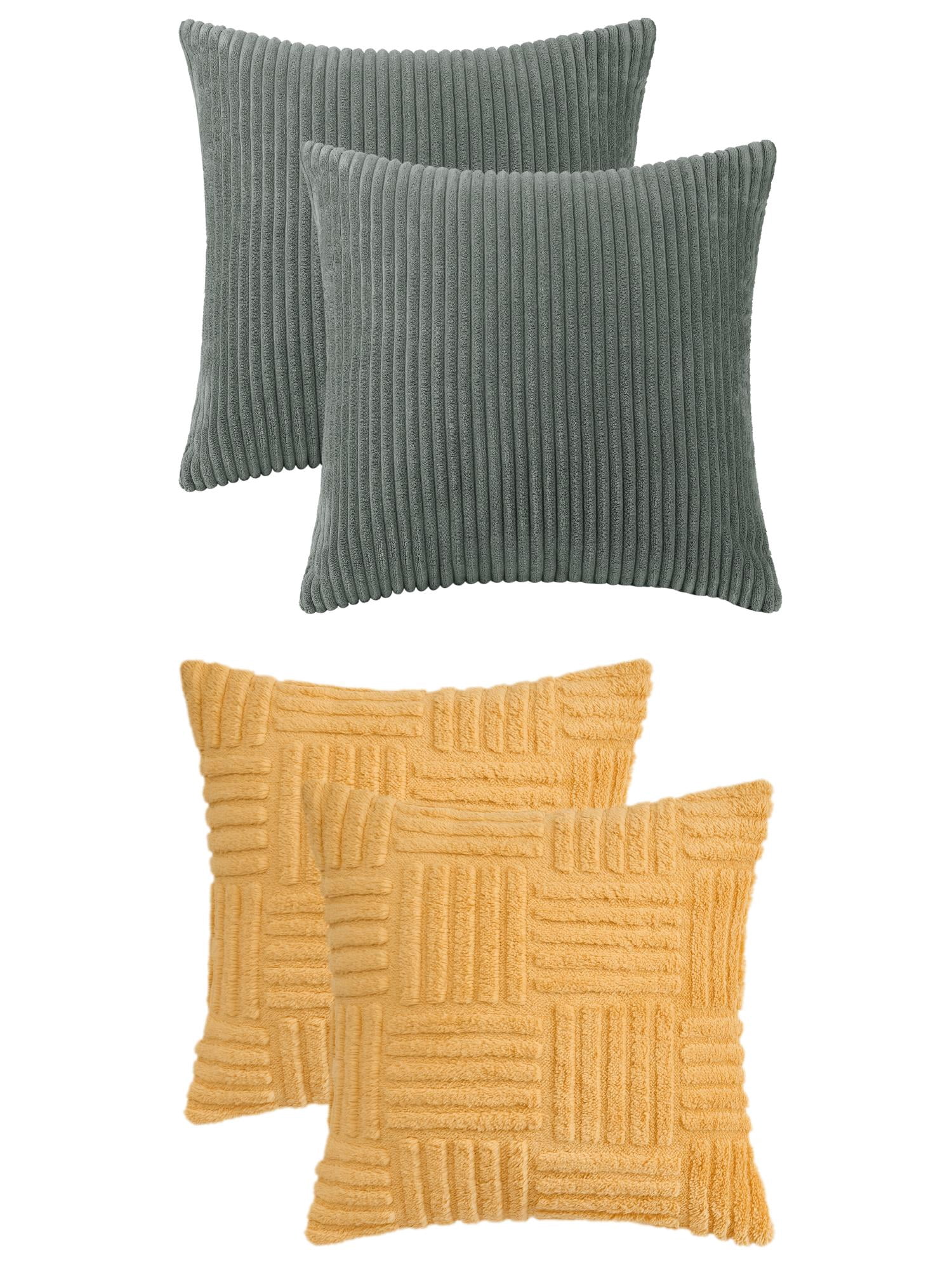 Unique Bargains 4 Pcs Modern Couch Sofa Home Throw Pillow Covers Grey/Yellow