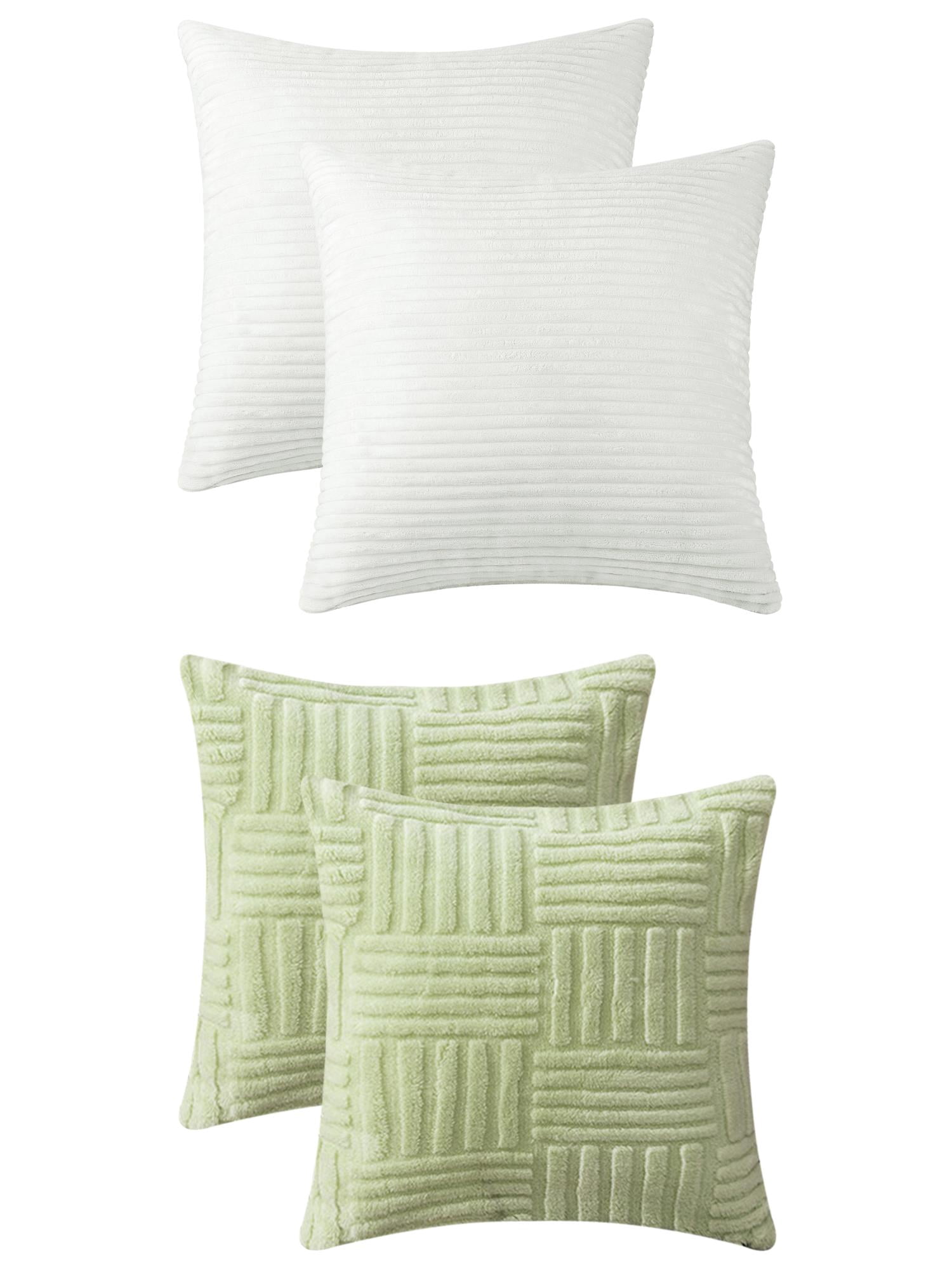 Unique Bargains 4 Pcs Modern Couch Sofa Home Throw Pillow Covers White/Green