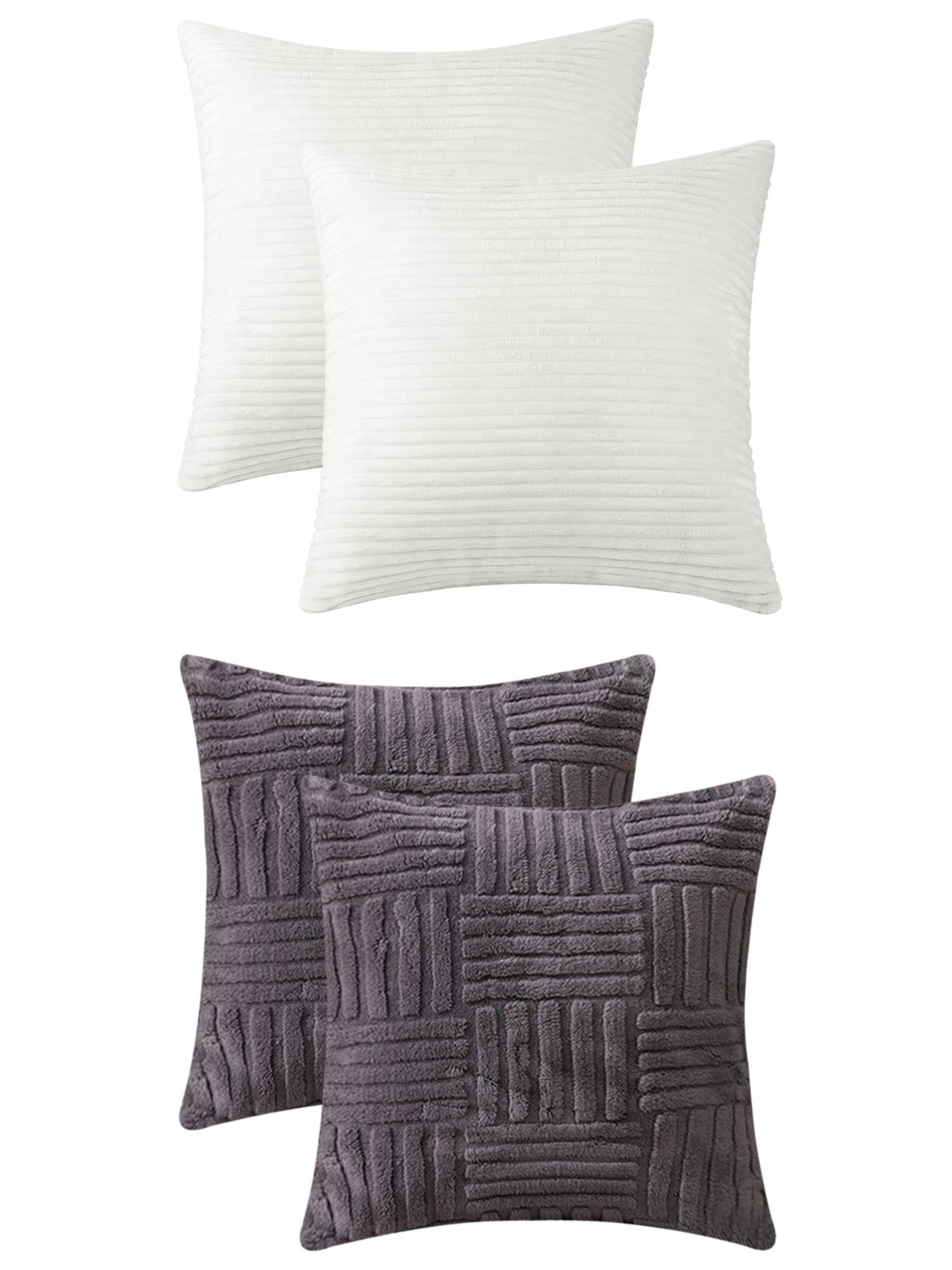 Unique Bargains 4 Pcs Modern Couch Sofa Home Throw Pillow Covers White/Grey