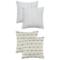 Unique Bargains 4 Pcs Modern Farmhouse Striped Throw Pillow Covers Blue/Navy Blue
