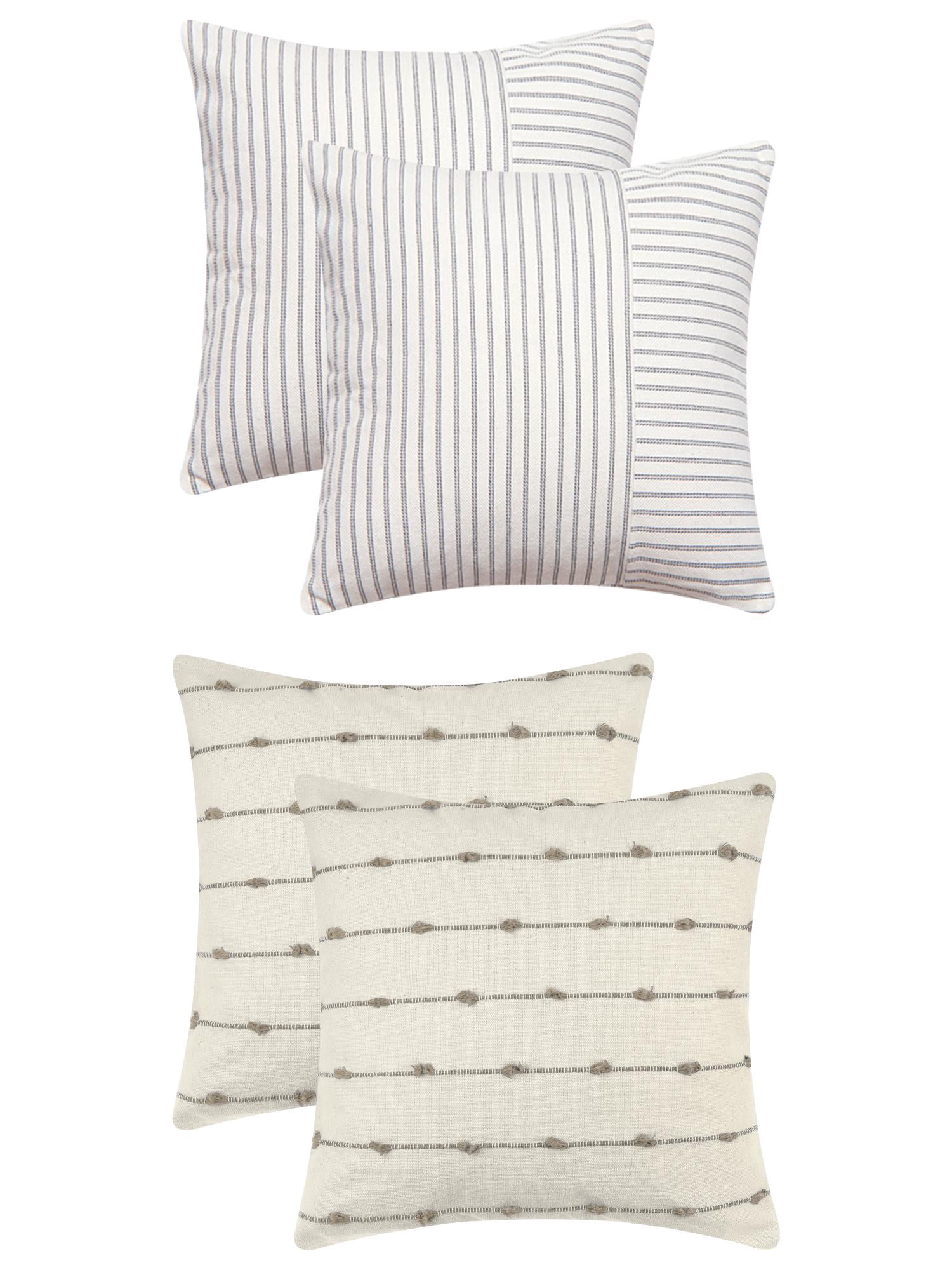 Unique Bargains 4 Pcs Modern Farmhouse Striped Throw Pillow Covers Brown/Grey
