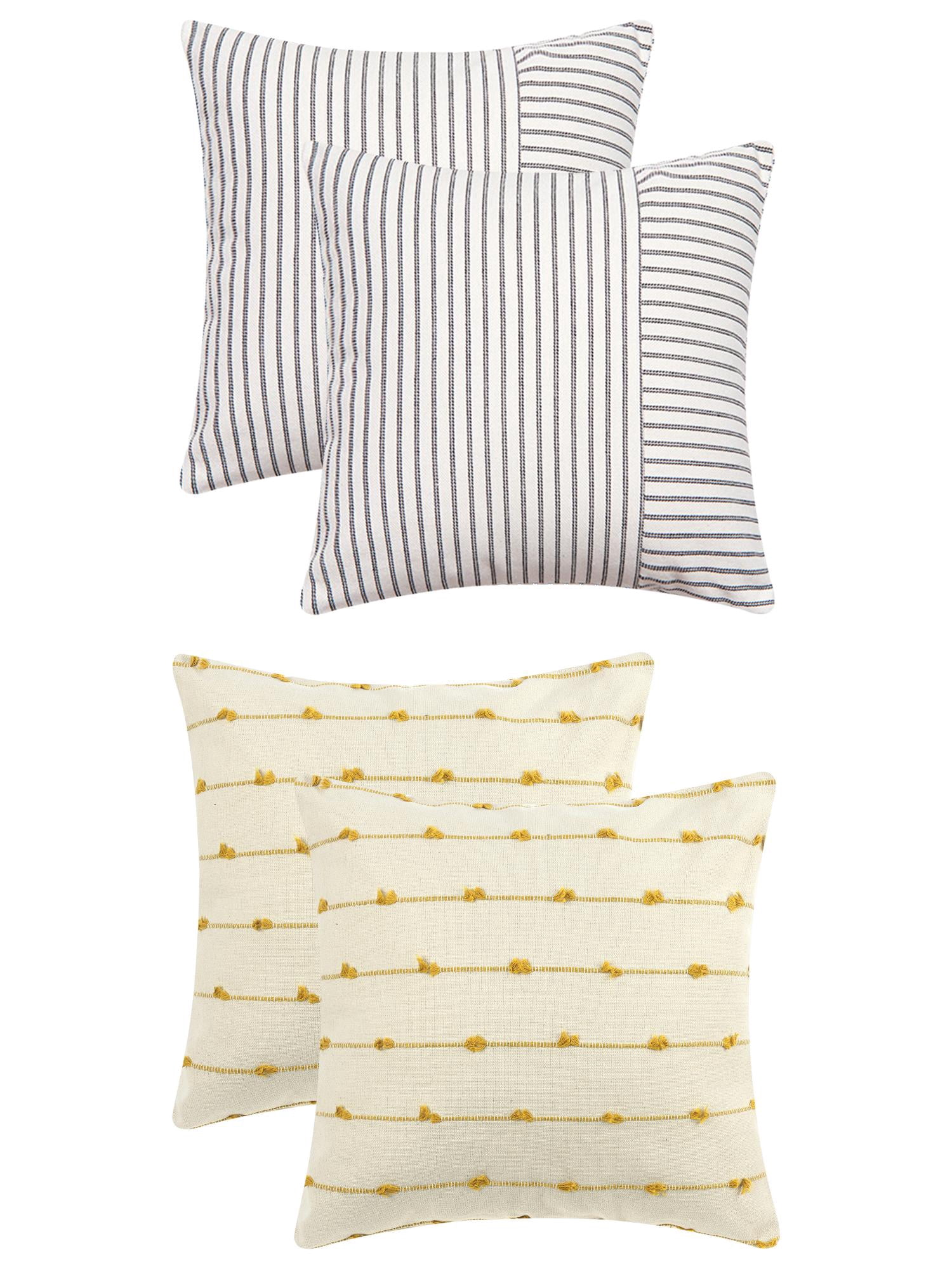 Unique Bargains 4 Pcs Modern Farmhouse Striped Throw Pillow Covers Yellow/Black