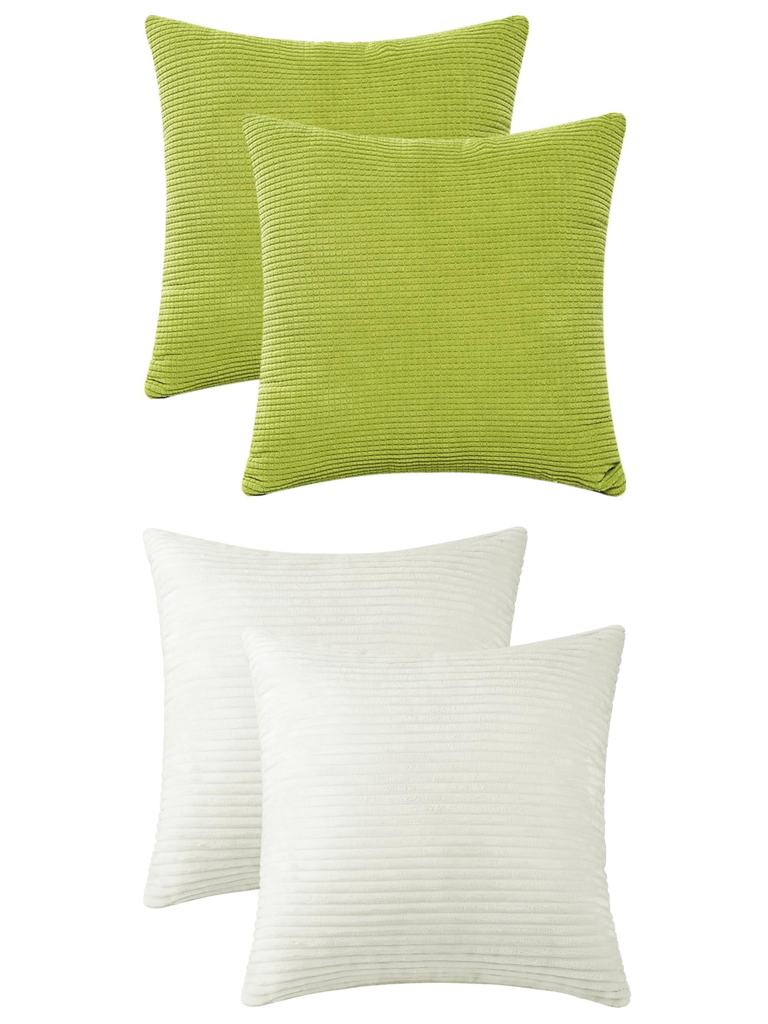 Unique Bargains 4 Pcs Modern Sofa Home Throw Pillow Covers 18" x 18" Beige/Green