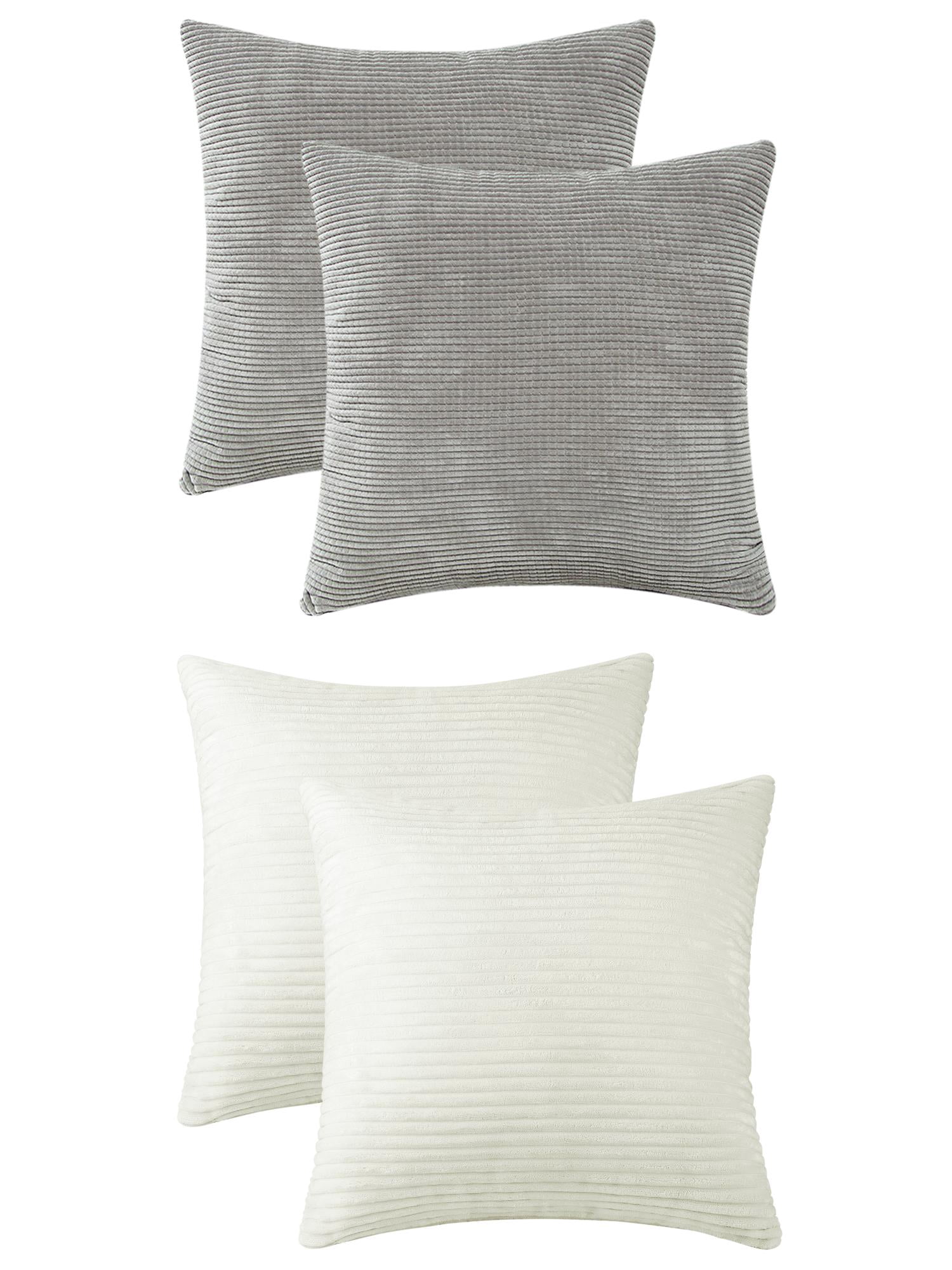 Unique Bargains 4 Pcs Modern Sofa Home Throw Pillow Covers 18" x 18" Beige/Grey