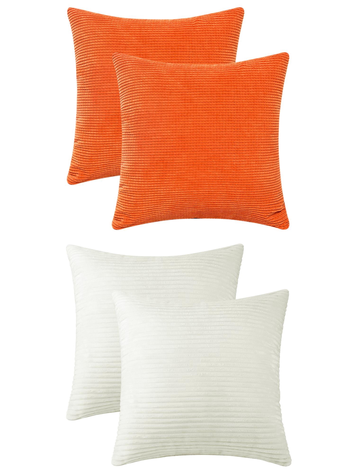 Unique Bargains 4 Pcs Modern Sofa Home Throw Pillow Covers 18" x 18" Beige/Orange