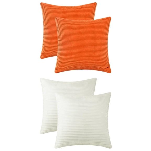 Unique Bargains 4 Pcs Modern Sofa Home Throw Pillow Covers 18" x 18" Beige/Orange