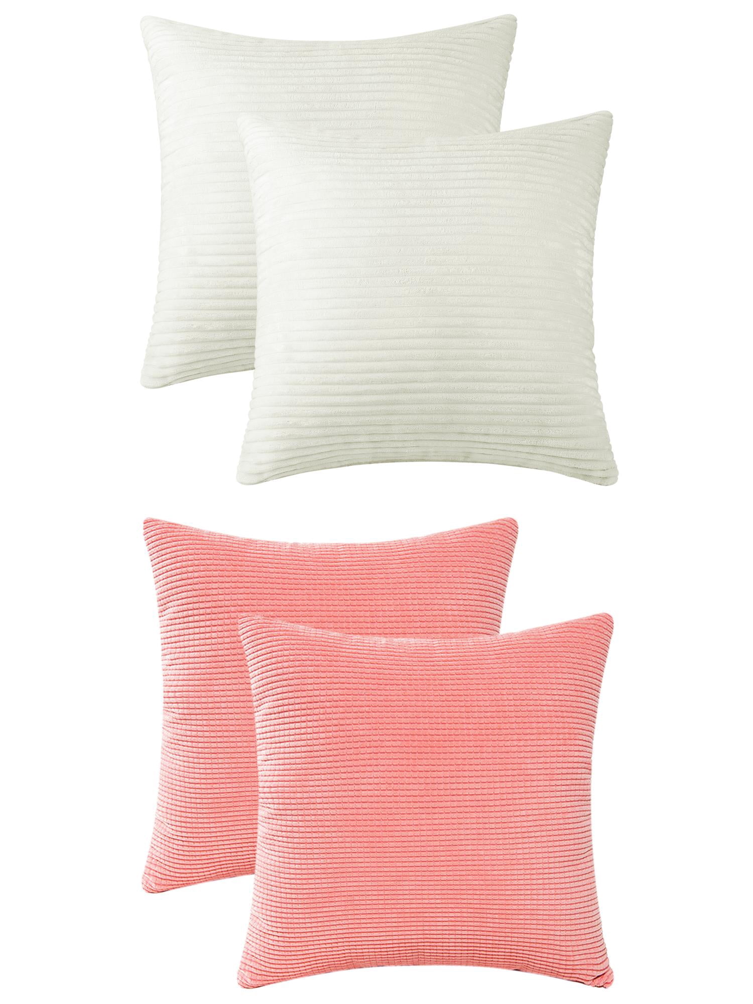 Unique Bargains 4 Pcs Modern Sofa Home Throw Pillow Covers 18" x 18" Beige/Pink
