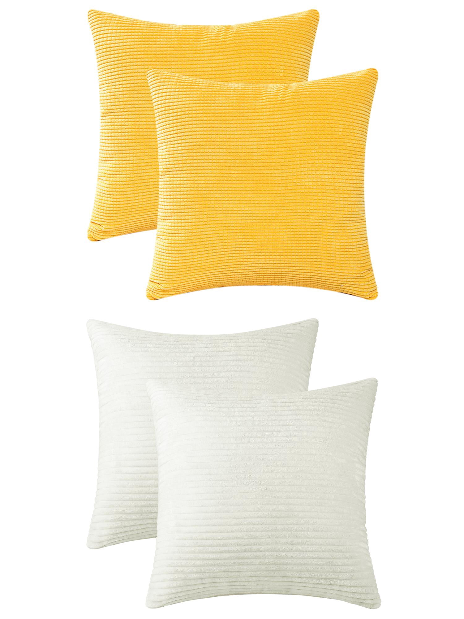 Unique Bargains 4 Pcs Modern Sofa Home Throw Pillow Covers 18" x 18" Beige/Yellow