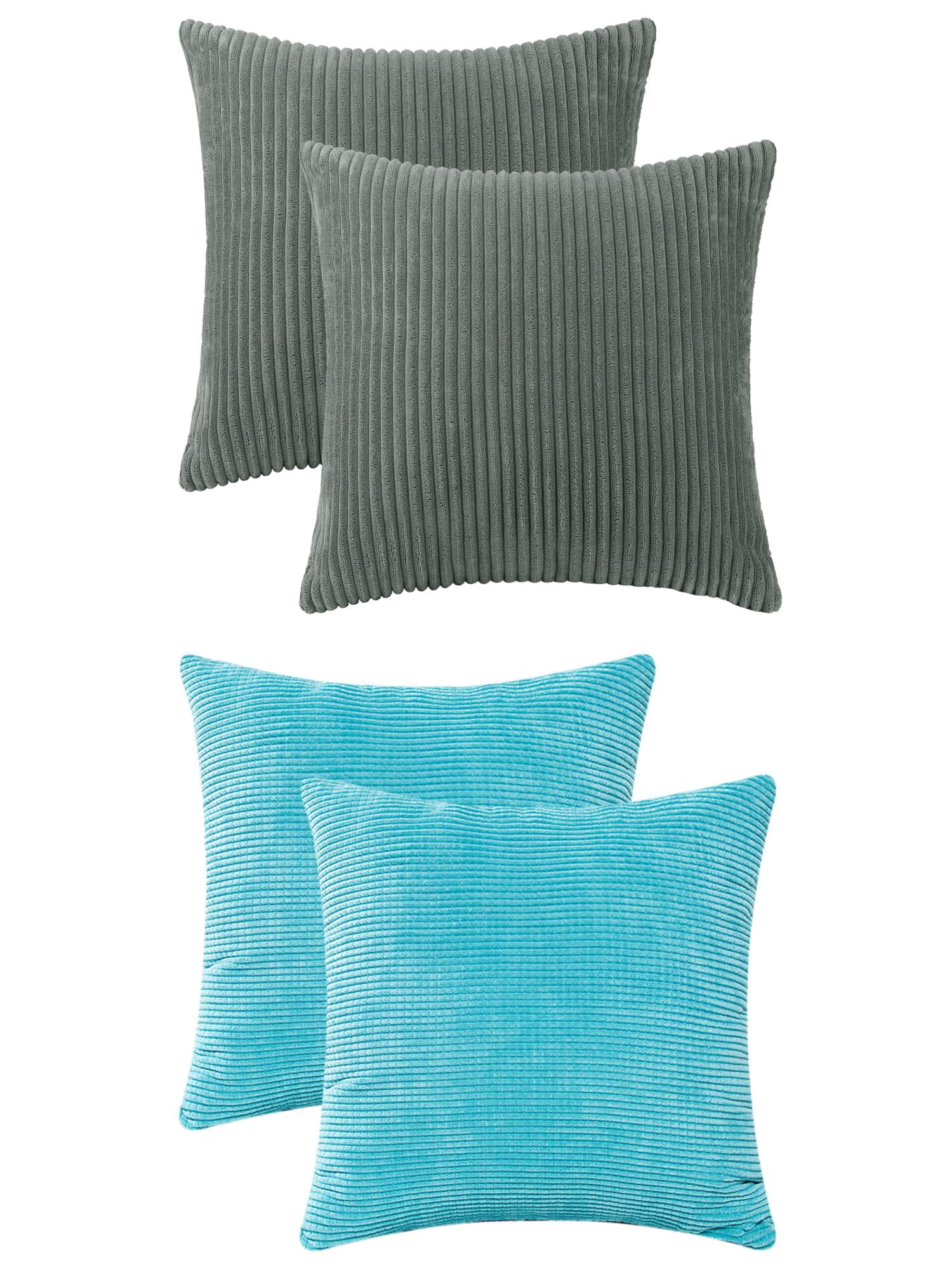 Unique Bargains 4 Pcs Modern Sofa Home Throw Pillow Covers 18" x 18" Grey/Blue