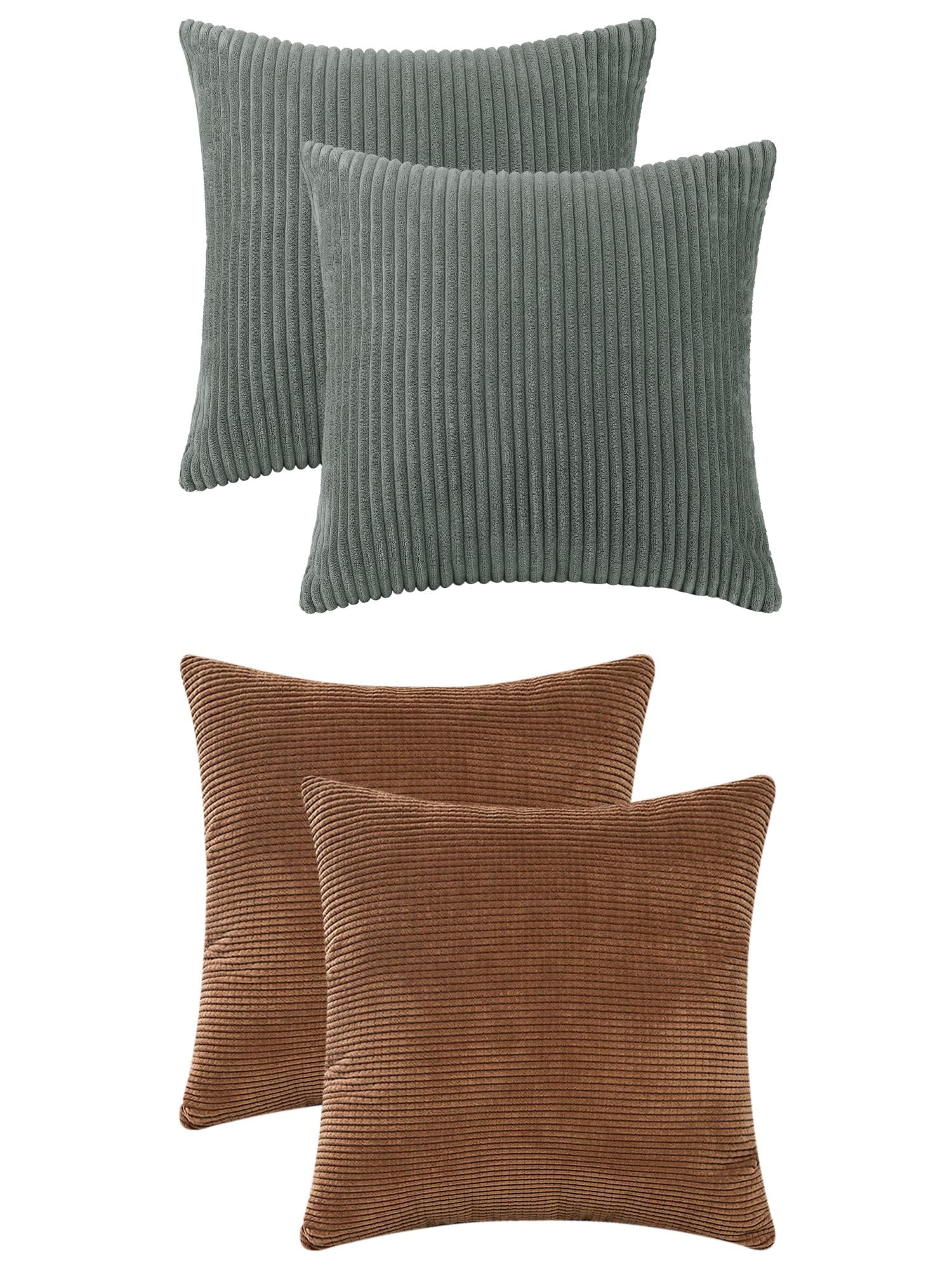 Unique Bargains 4 Pcs Modern Sofa Home Throw Pillow Covers 18" x 18" Grey/Brown