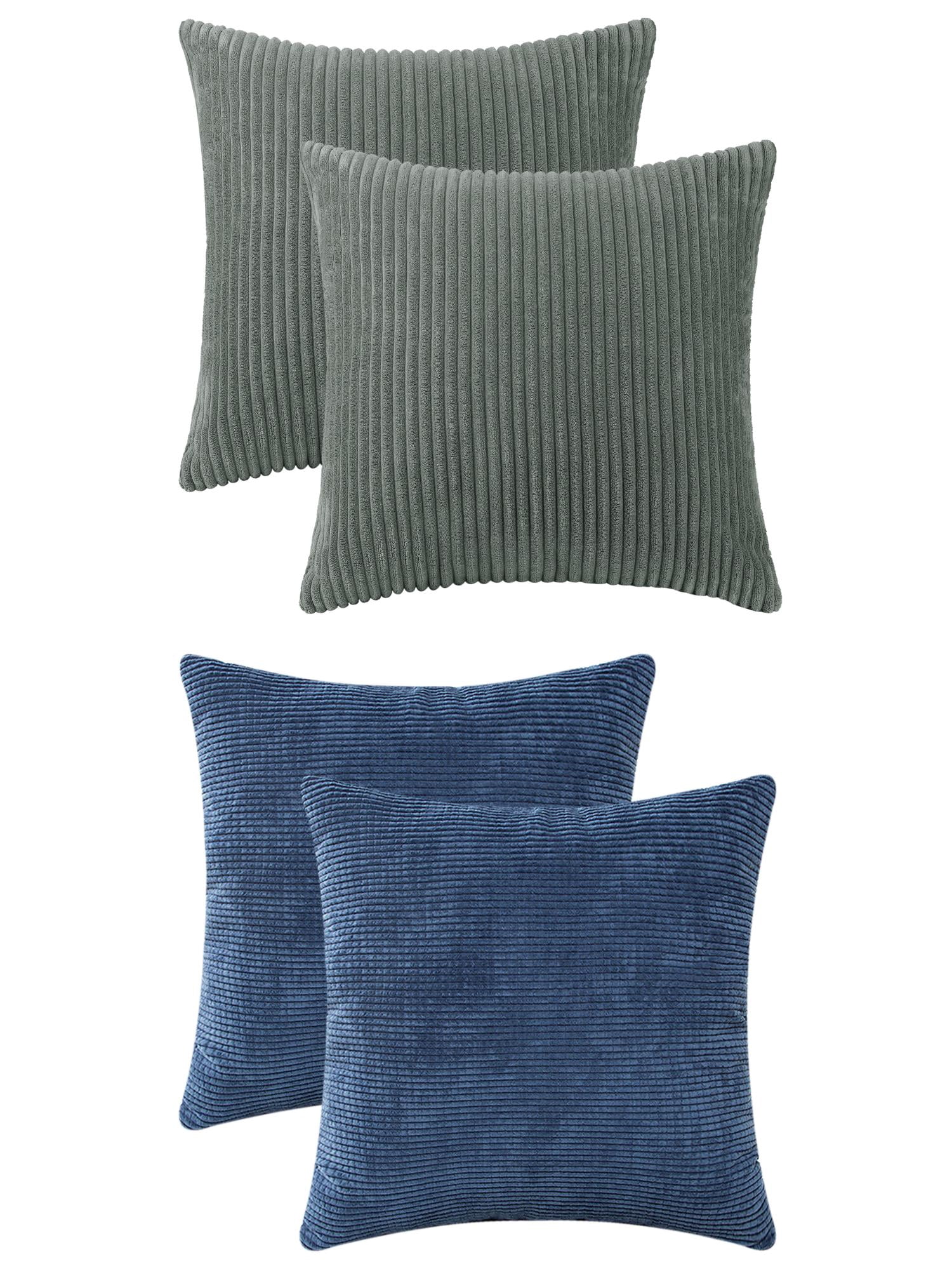 Unique Bargains 4 Pcs Modern Sofa Home Throw Pillow Covers 18" x 18" Grey/Navy Blue