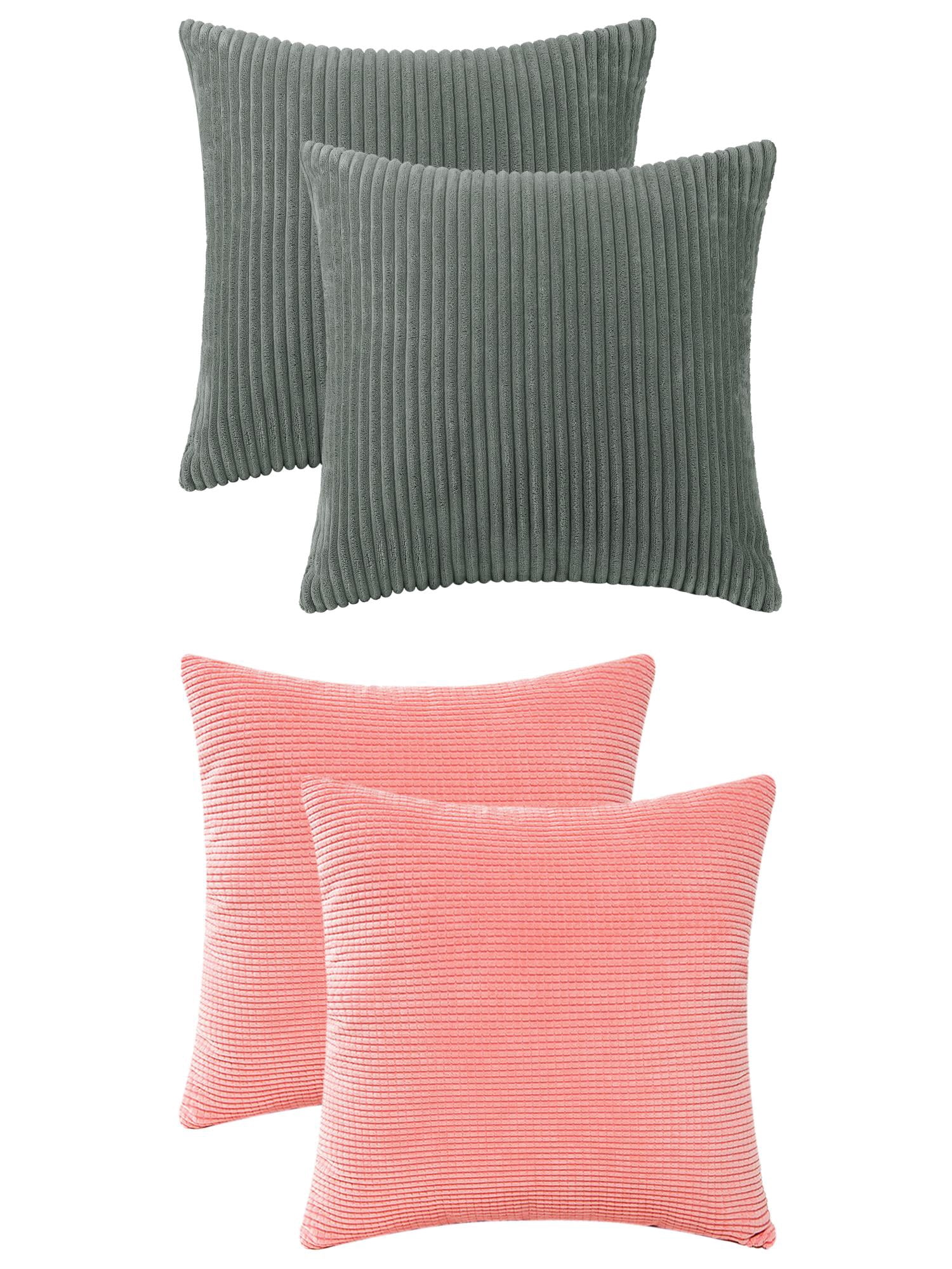 Unique Bargains 4 Pcs Modern Sofa Home Throw Pillow Covers 18" x 18" Grey/Pink