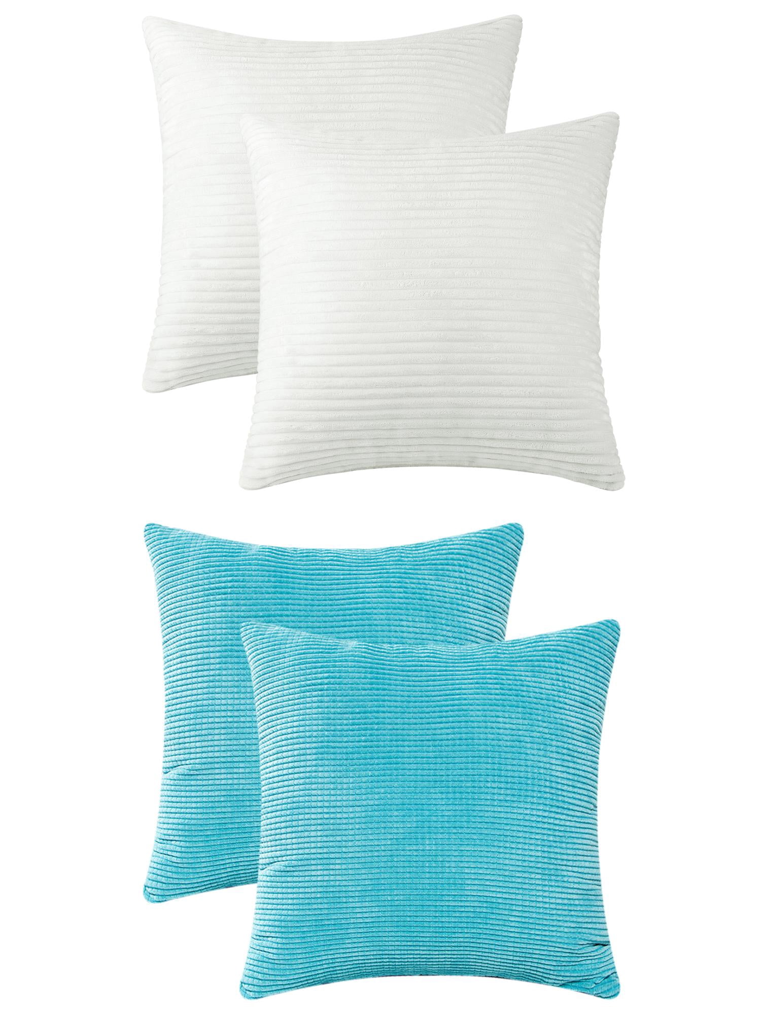 Unique Bargains 4 Pcs Modern Sofa Home Throw Pillow Covers 18" x 18" White/Blue