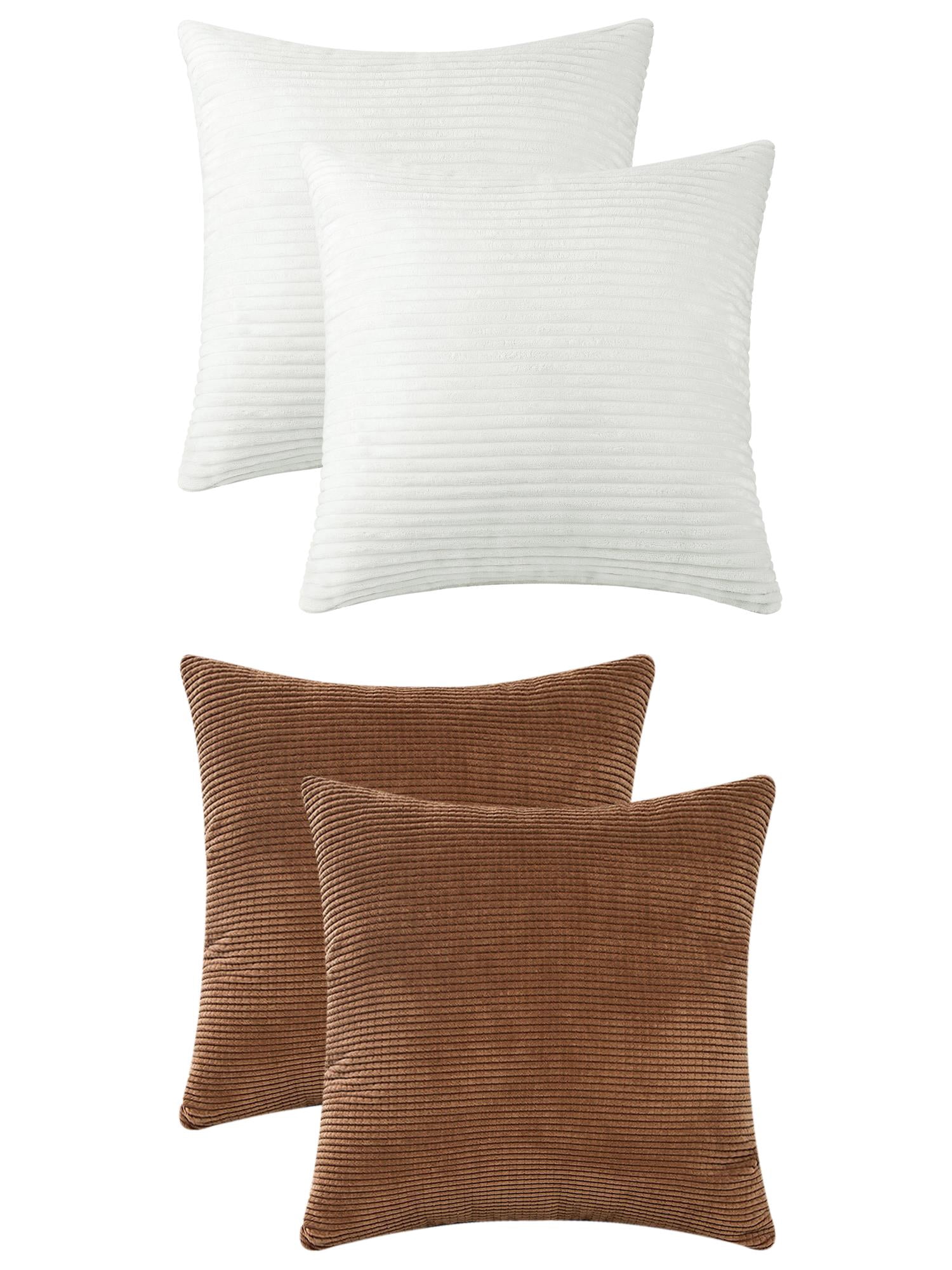 Unique Bargains 4 Pcs Modern Sofa Home Throw Pillow Covers 18" x 18" White/Brown