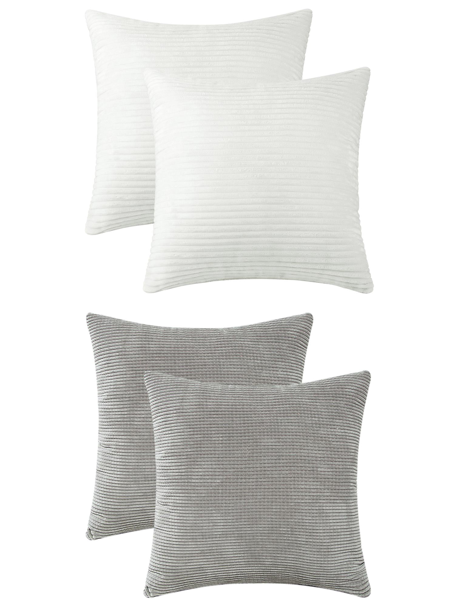 Unique Bargains 4 Pcs Modern Sofa Home Throw Pillow Covers 18" x 18" White/Grey