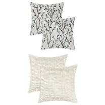 Unique Bargains 4 Pcs Modern Soft Throw Pillow Covers 18" x 18" Beige/Blue Flower