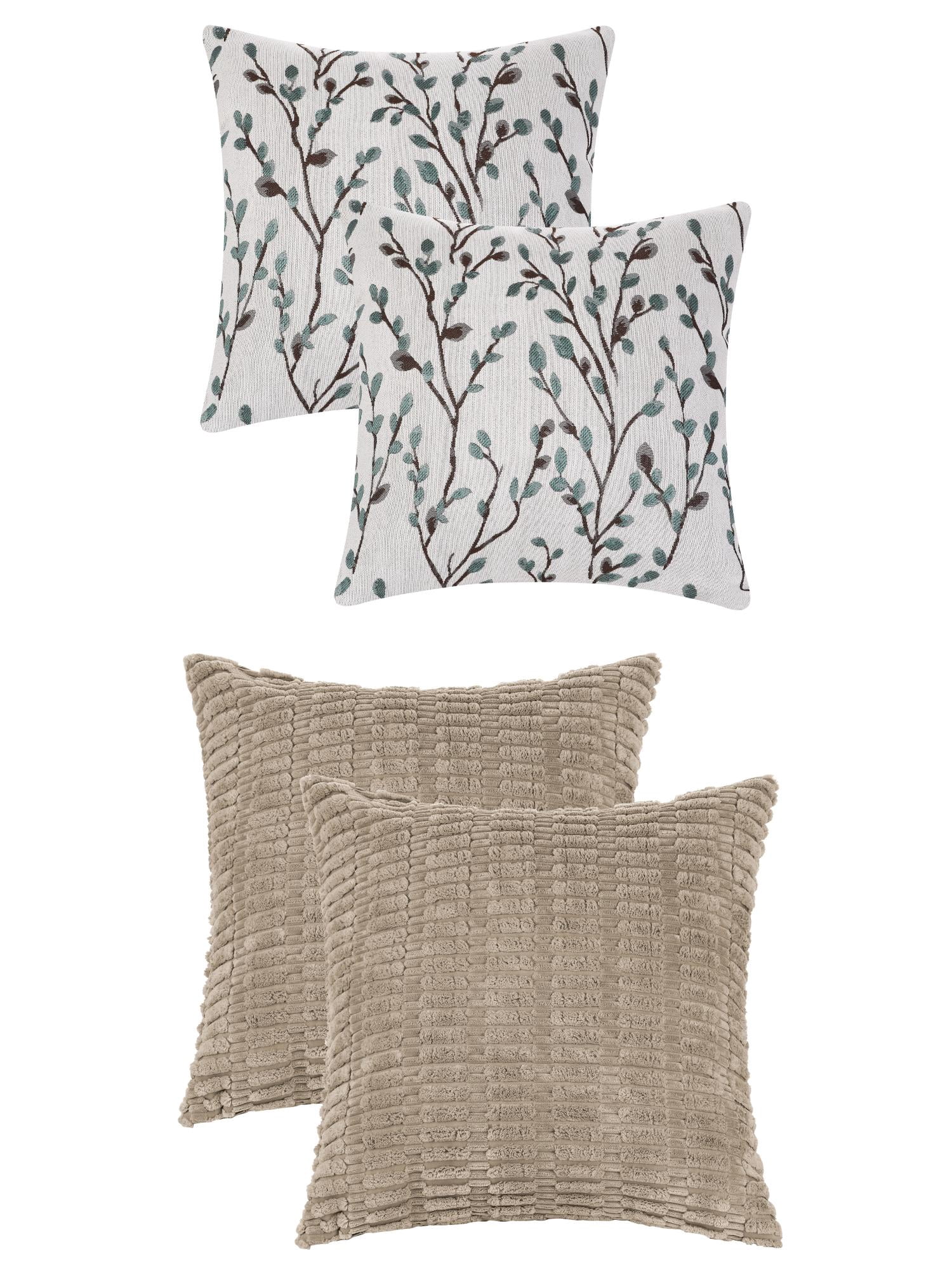 Unique Bargains 4 Pcs Modern Soft Throw Pillow Covers 18" x 18" Brown/Blue Flower