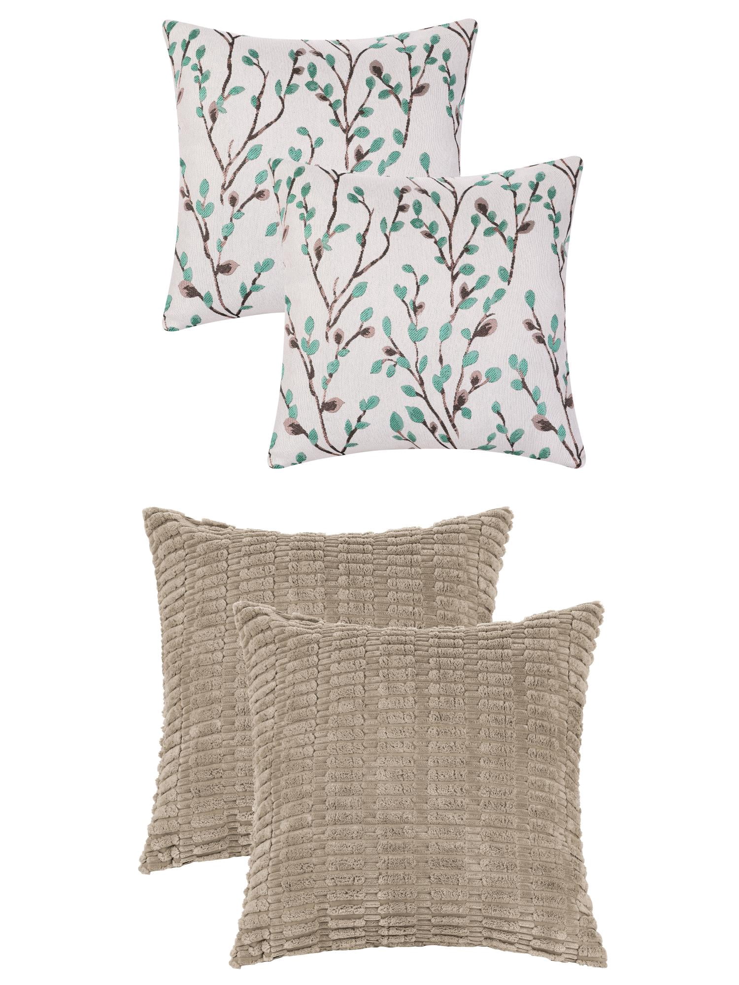 Unique Bargains 4 Pcs Modern Soft Throw Pillow Covers 18" x 18" Brown/Green Flower