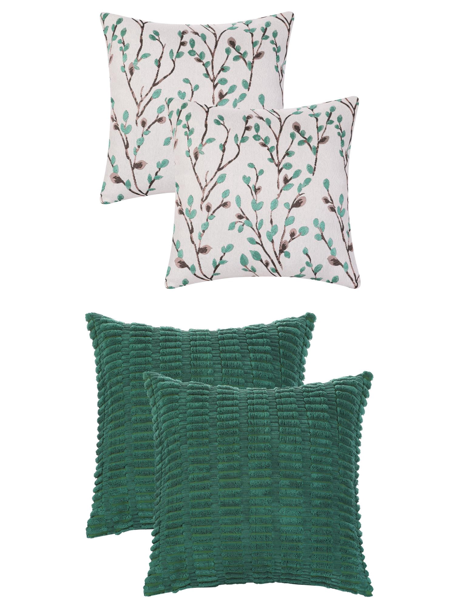 Unique Bargains 4 Pcs Modern Soft Throw Pillow Covers 18" x 18" Dark Green/Green Flower