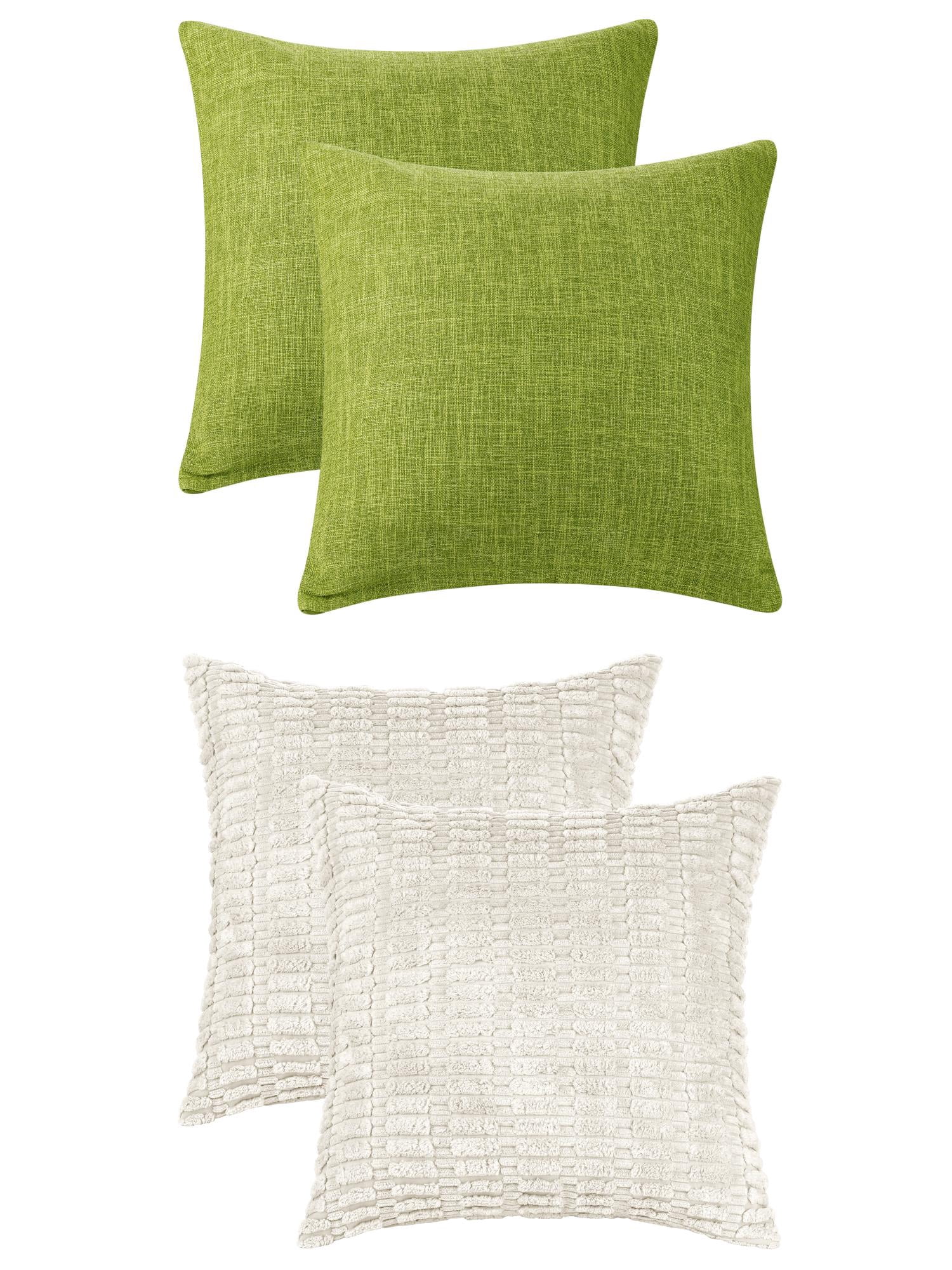 Unique Bargains 4 Pcs Modern Solid Throw Pillow Covers for Sofa 18" x 18" Beige/Green