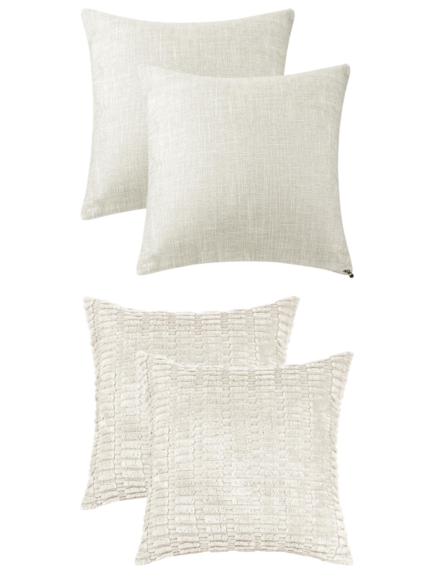 Unique Bargains 4 Pcs Modern Solid Throw Pillow Covers for Sofa 18" x 18" Beige