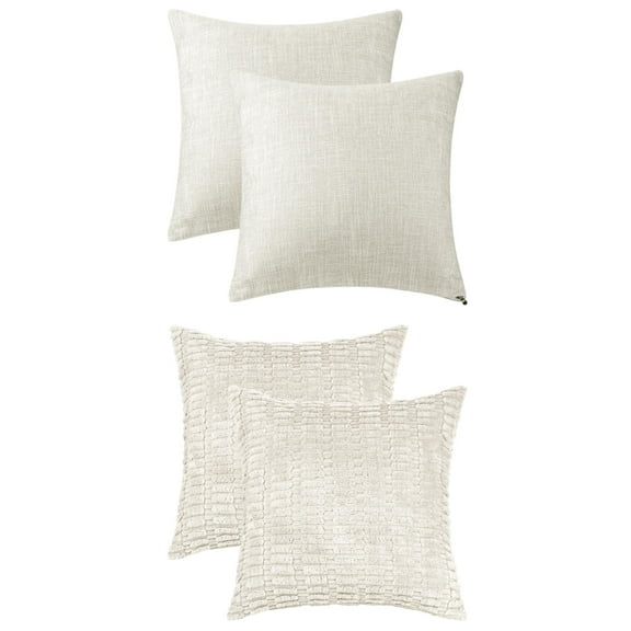 Unique Bargains 4 Pcs Modern Solid Throw Pillow Covers for Sofa 18" x 18" Beige