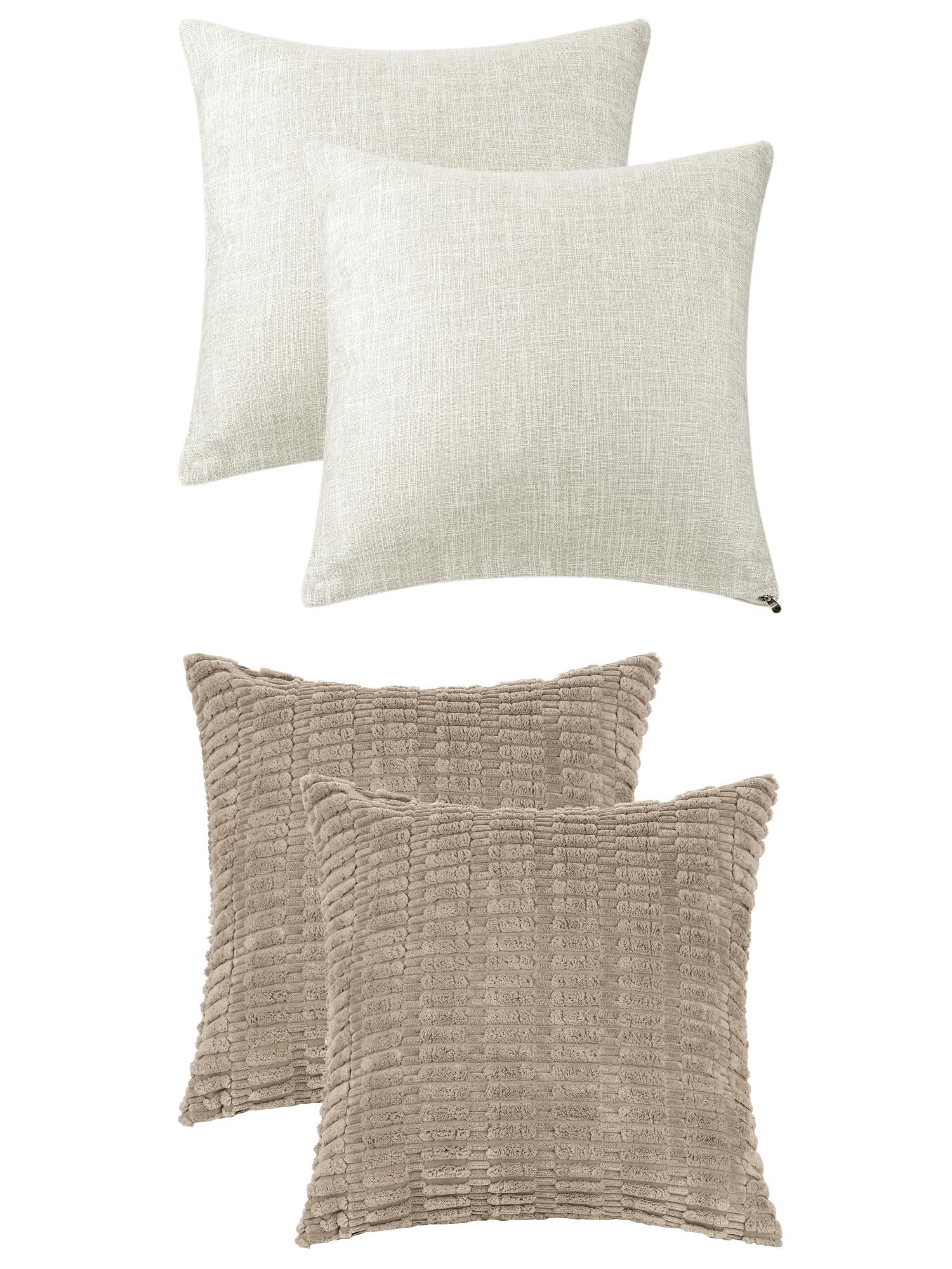Unique Bargains 4 Pcs Modern Solid Throw Pillow Covers for Sofa 18" x 18" Brown/Beige