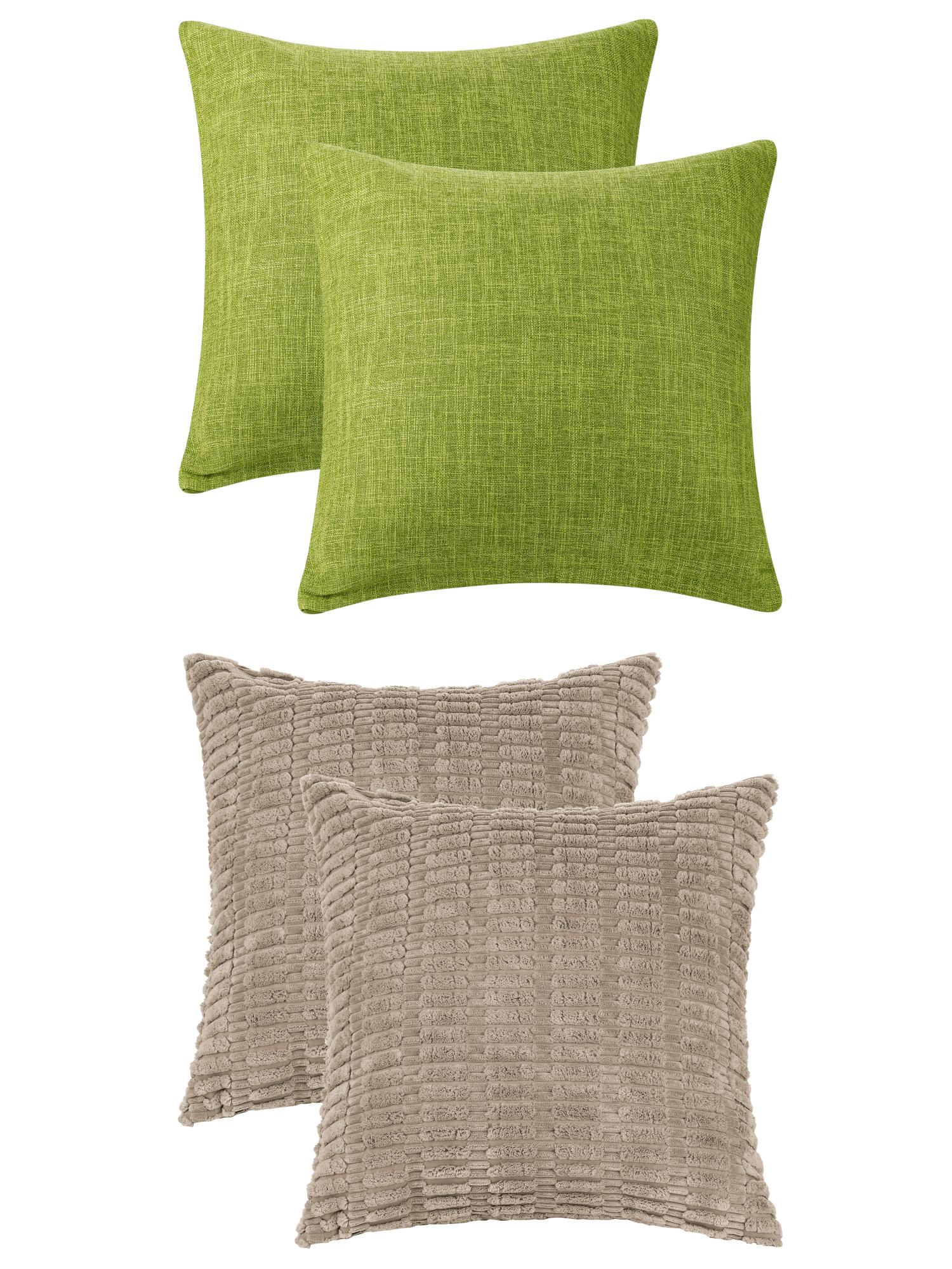 Unique Bargains 4 Pcs Modern Solid Throw Pillow Covers for Sofa 18" x 18" Brown/Green