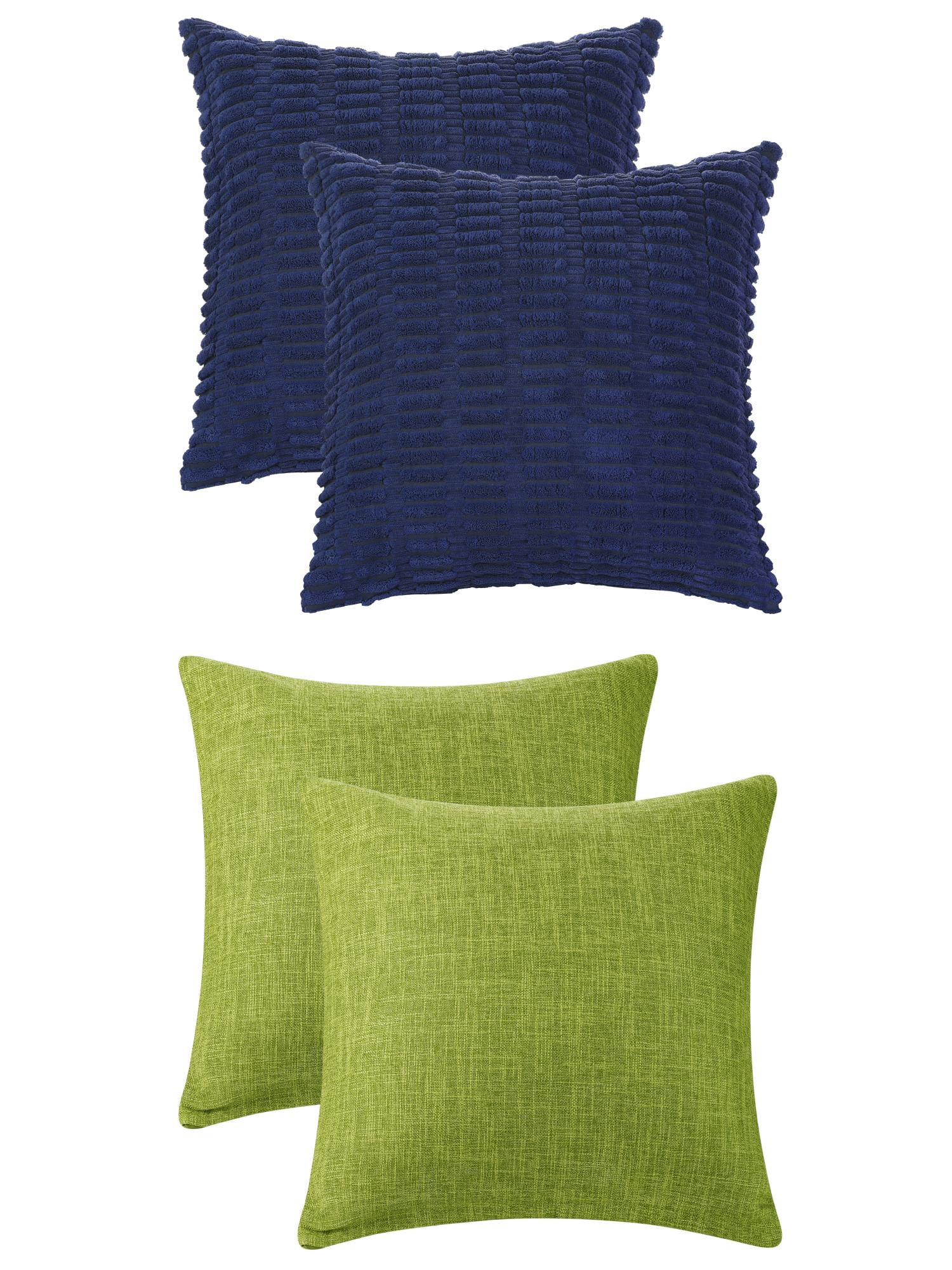 Unique Bargains 4 Pcs Modern Solid Throw Pillow Covers for Sofa 18" x 18" Dark Blue/Green