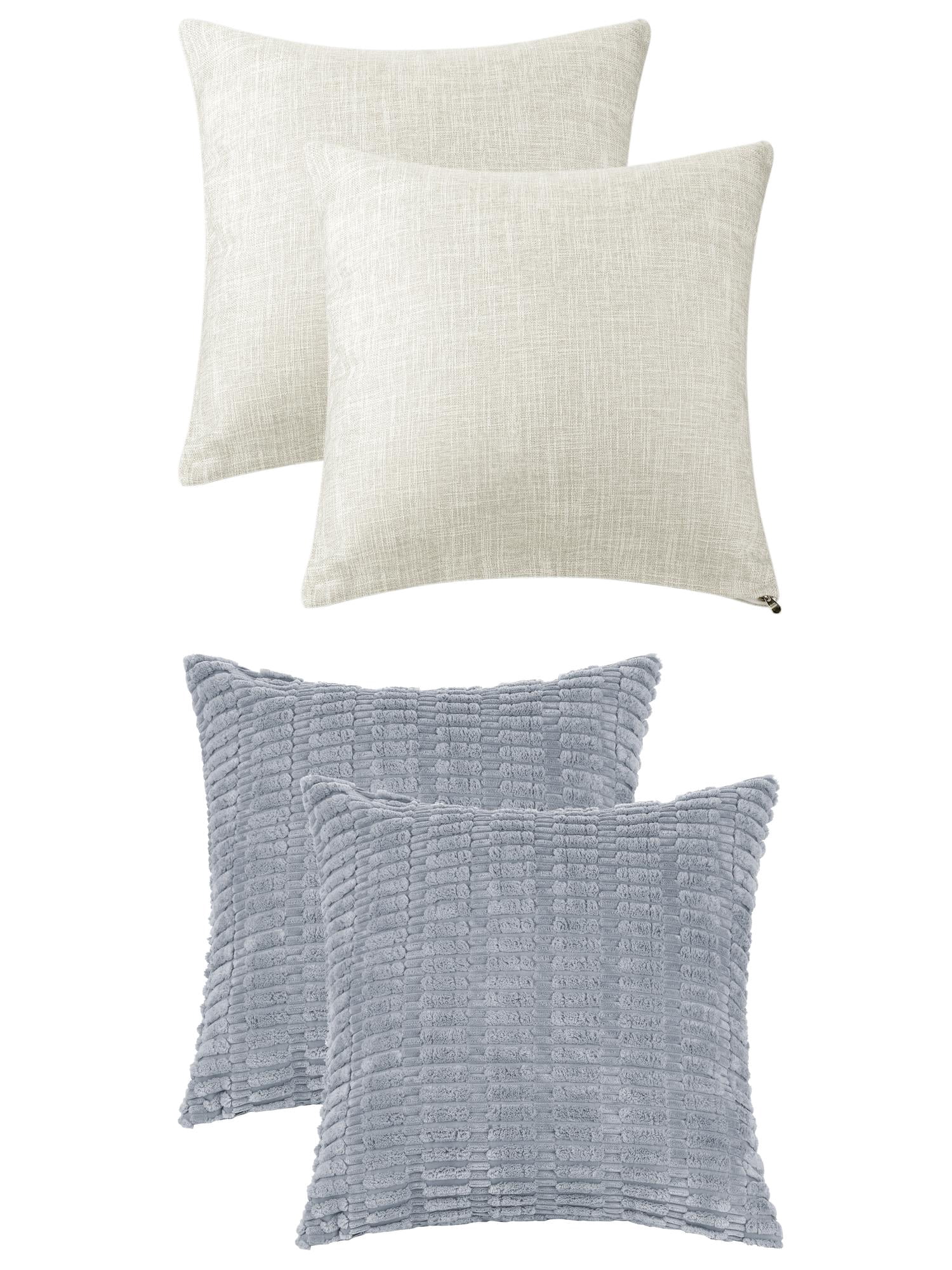 Unique Bargains 4 Pcs Modern Solid Throw Pillow Covers for Sofa 18" x 18" Gray Blue/Beige