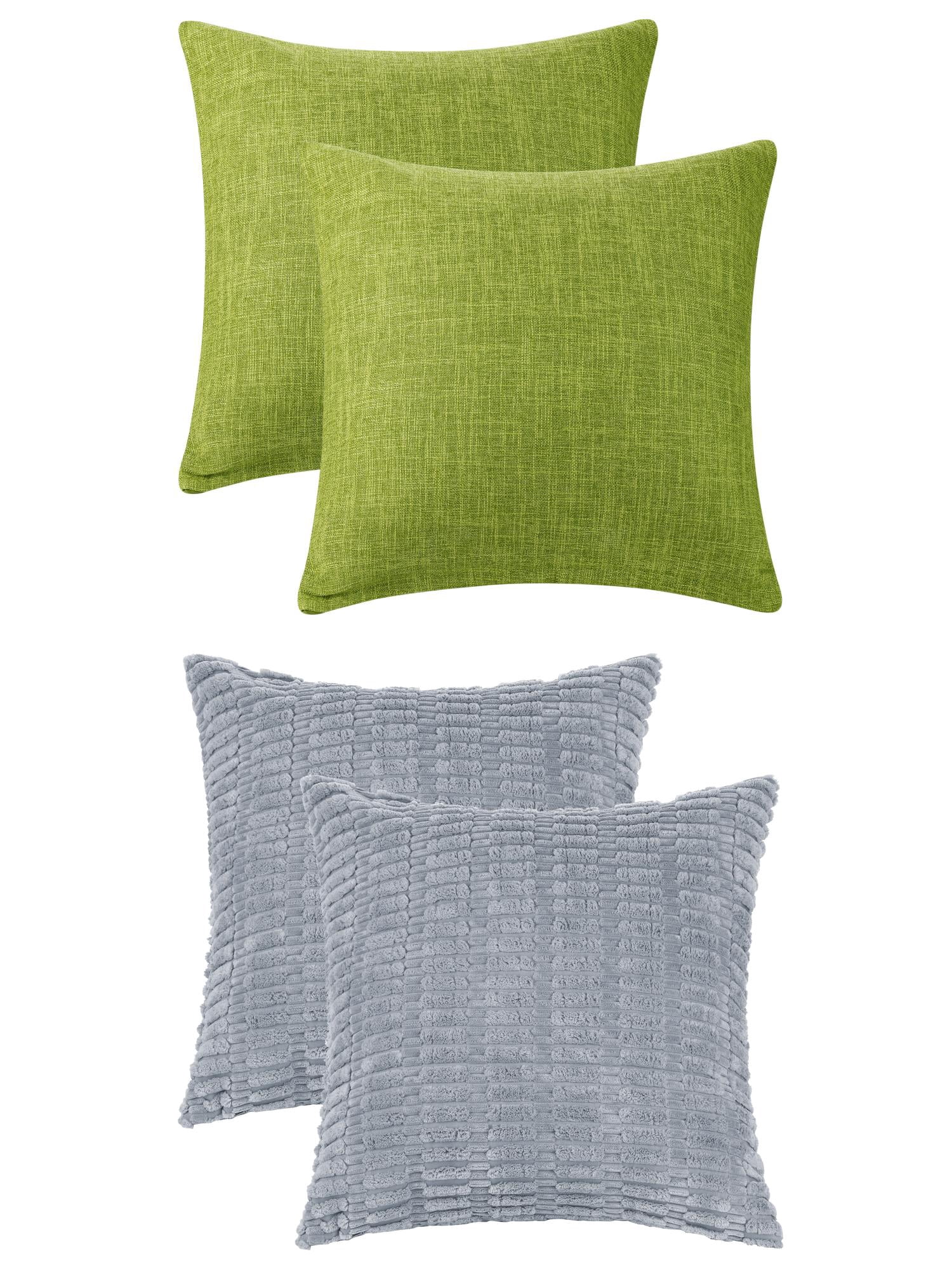 Unique Bargains 4 Pcs Modern Solid Throw Pillow Covers for Sofa 18" x 18" Gray Blue/Green
