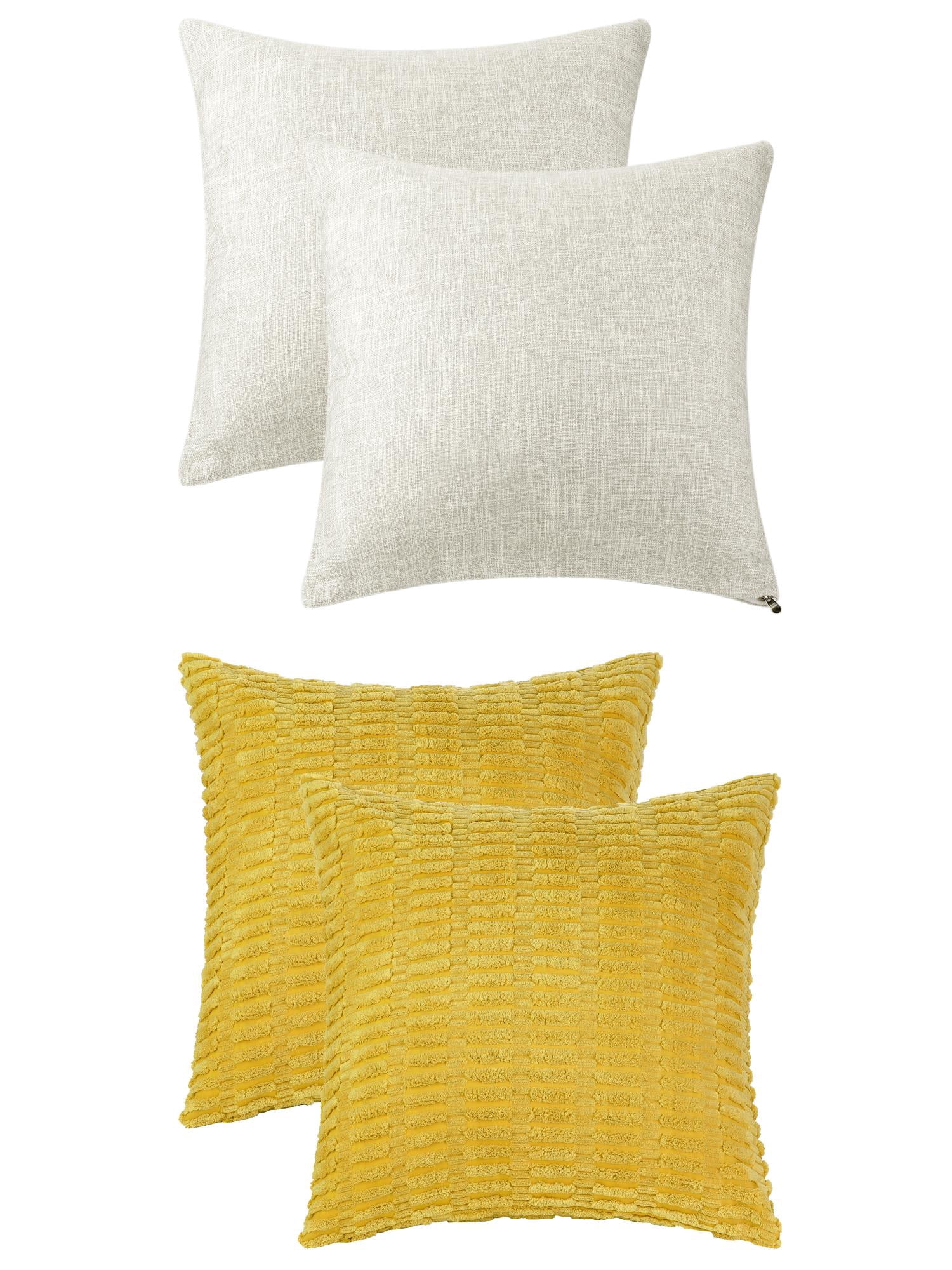 Unique Bargains 4 Pcs Modern Solid Throw Pillow Covers for Sofa 18" x 18" Yellow/Beige
