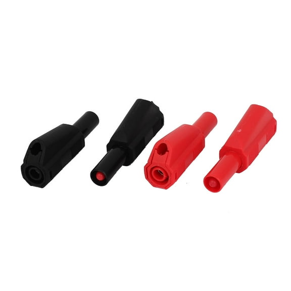 Unique Bargains 4 Pcs Multimeter Test Probes Banana Plug Cables Connector Red Black